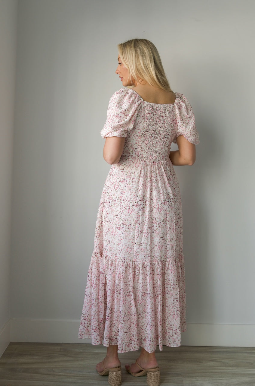 Rose Meadow Puff Sleeve Midi Dress
