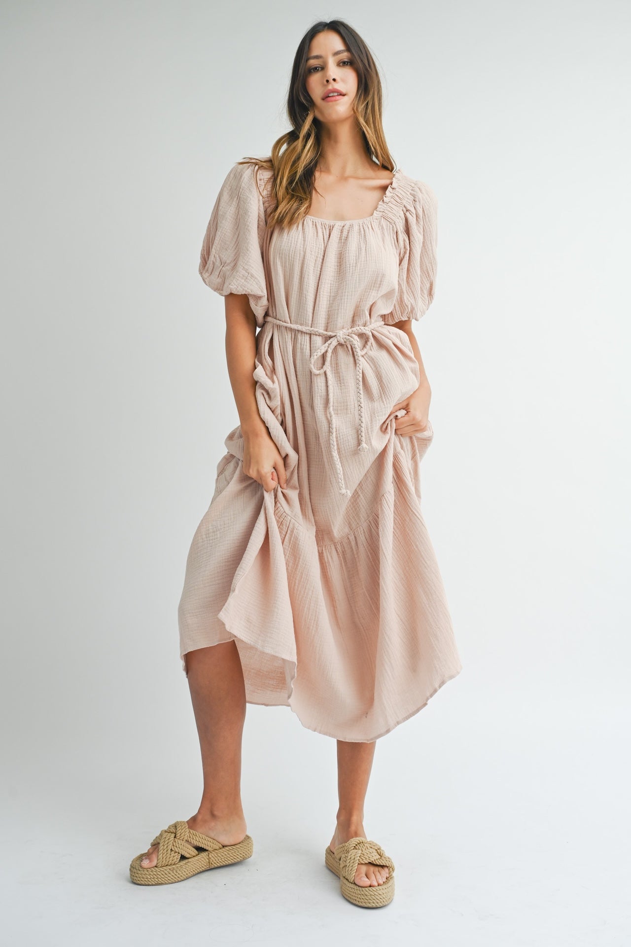Mauve Cotton Gauze Dress