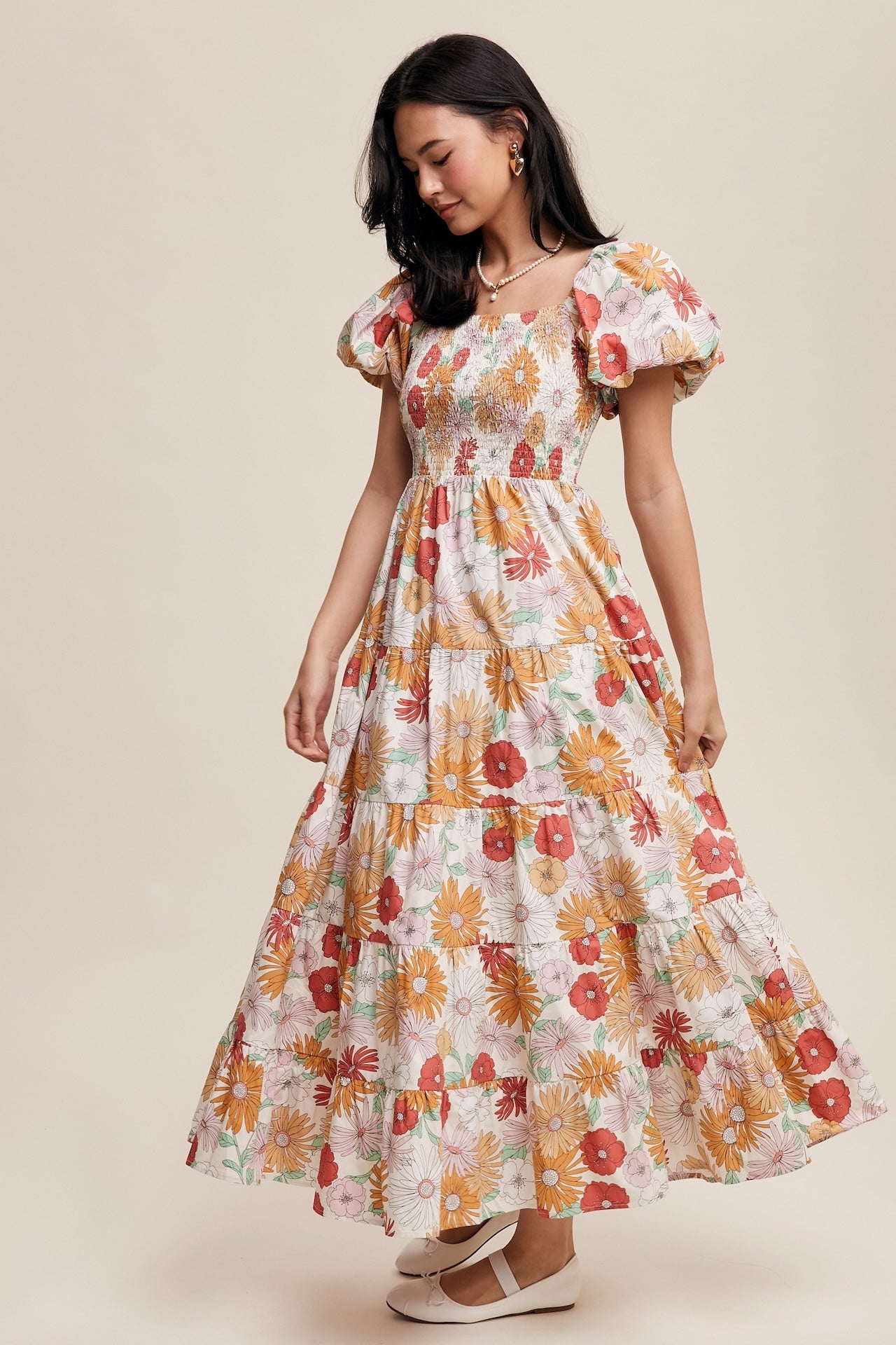 Smocked Floral Maxi Dress