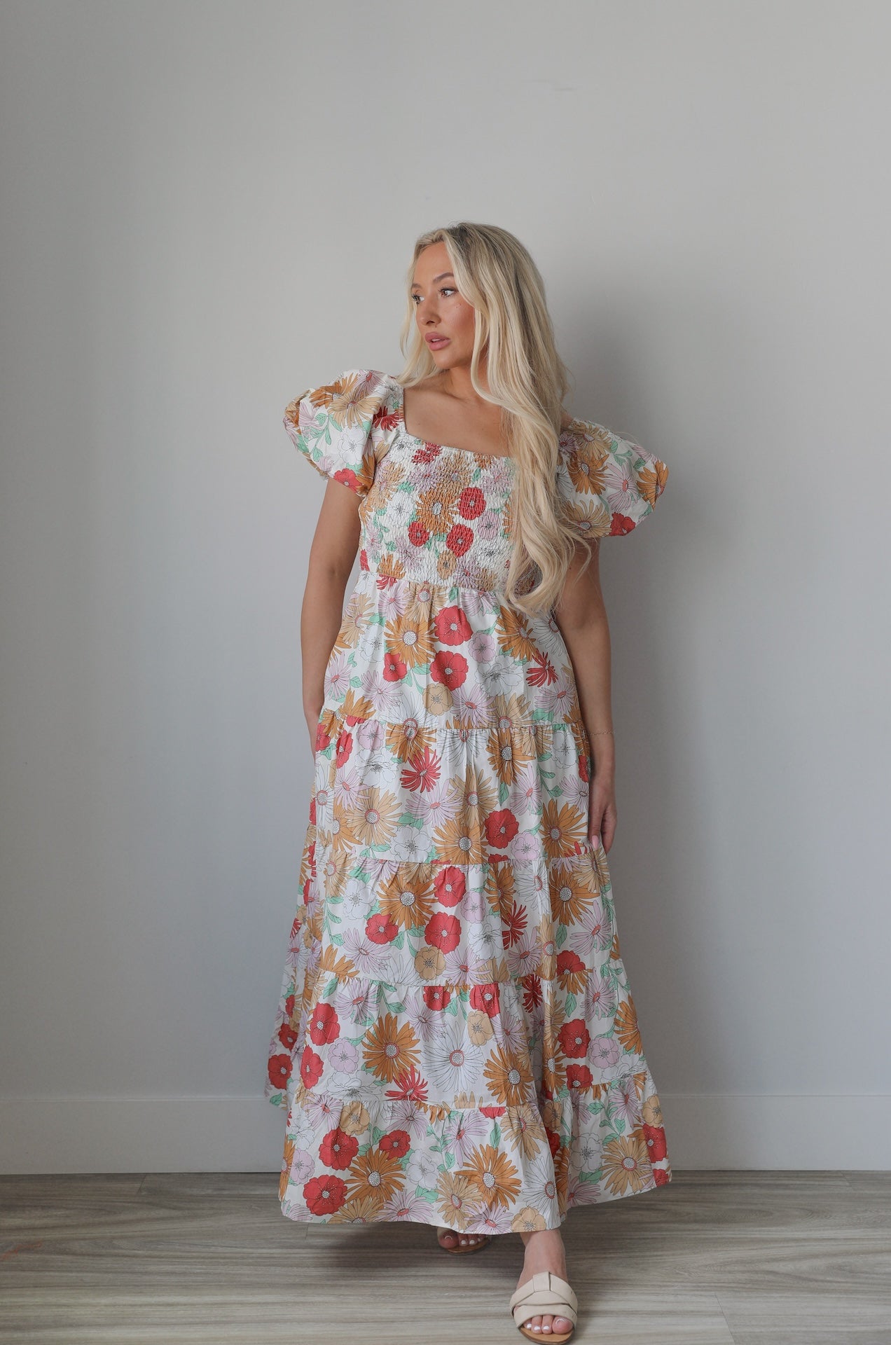 Smocked Floral Maxi Dress
