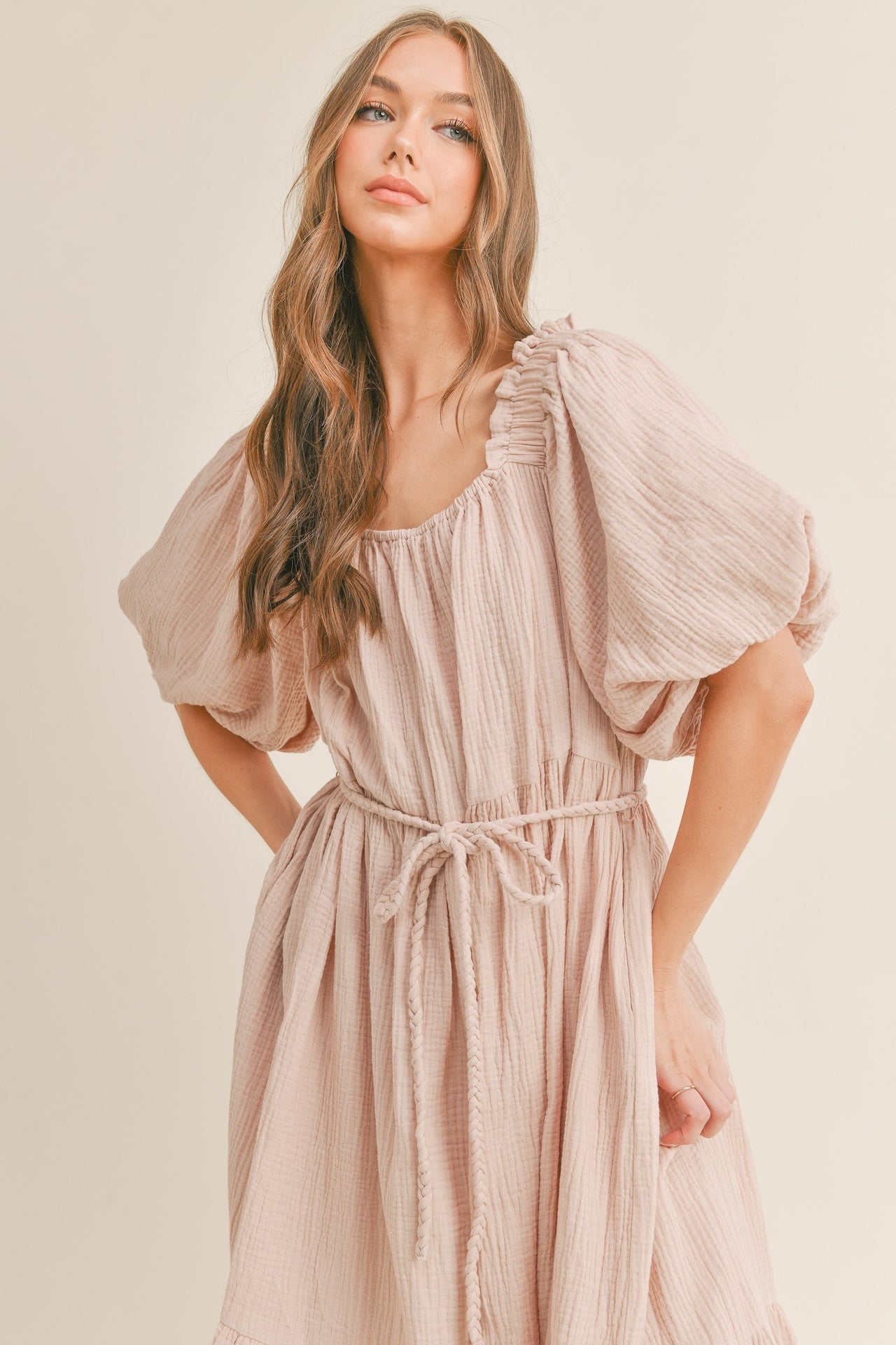 Mauve Cotton Gauze Dress