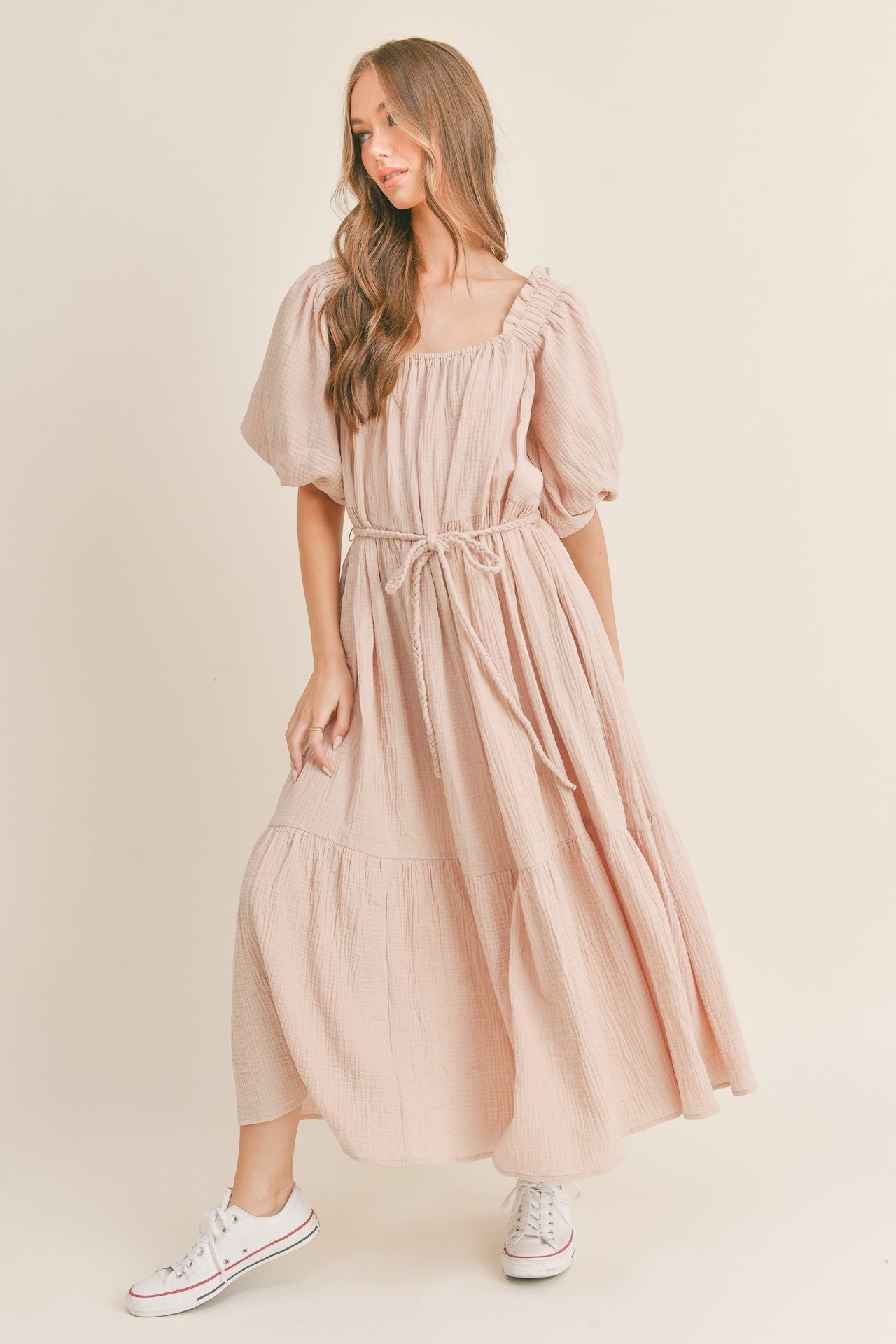 Mauve Cotton Gauze Dress