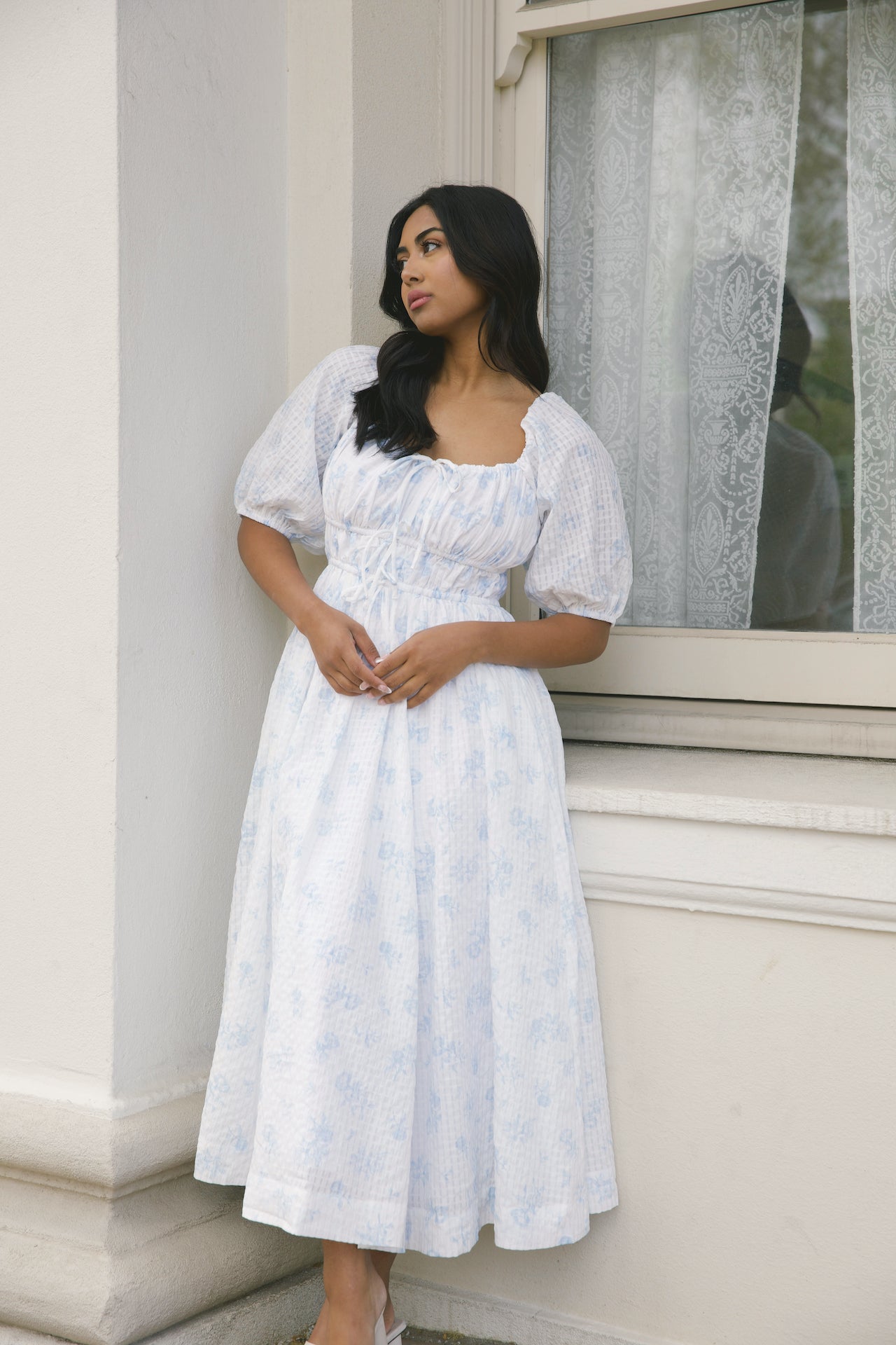 Antonia Blue Floral Midi Dress