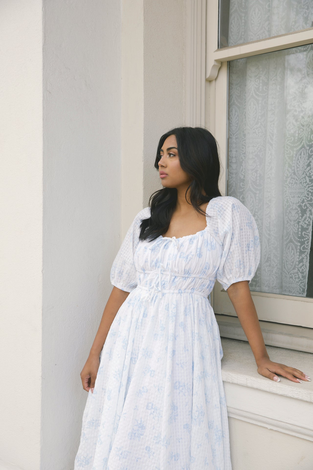 Antonia Blue Floral Midi Dress