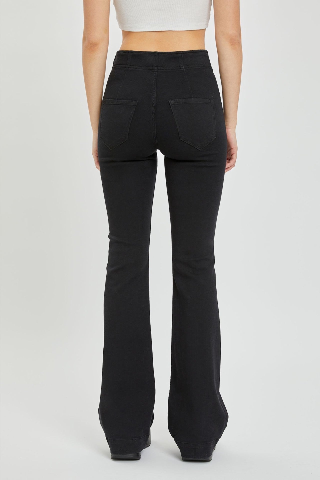 black flare pull on jeggings jeans