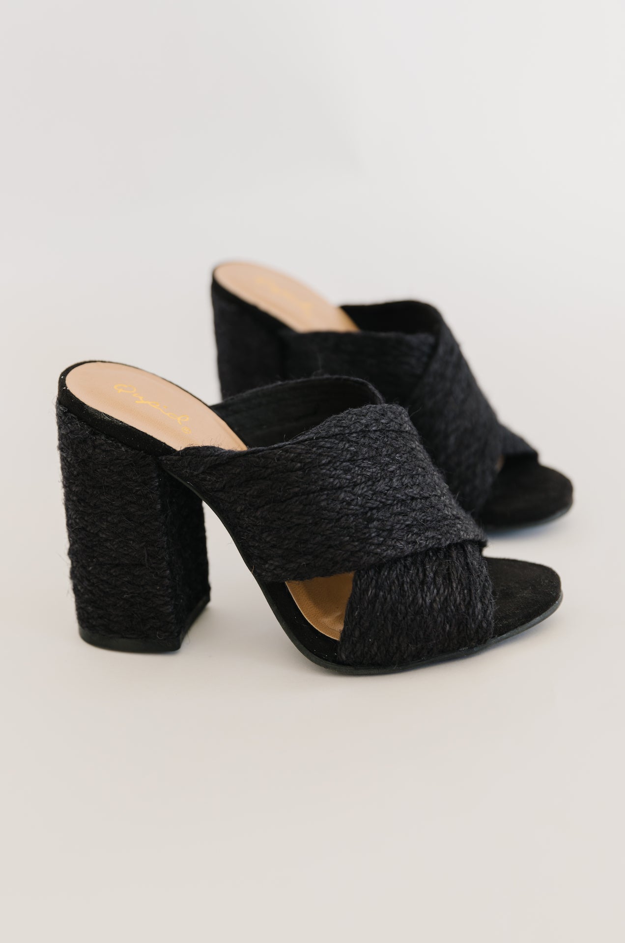 Black Raffia Heels