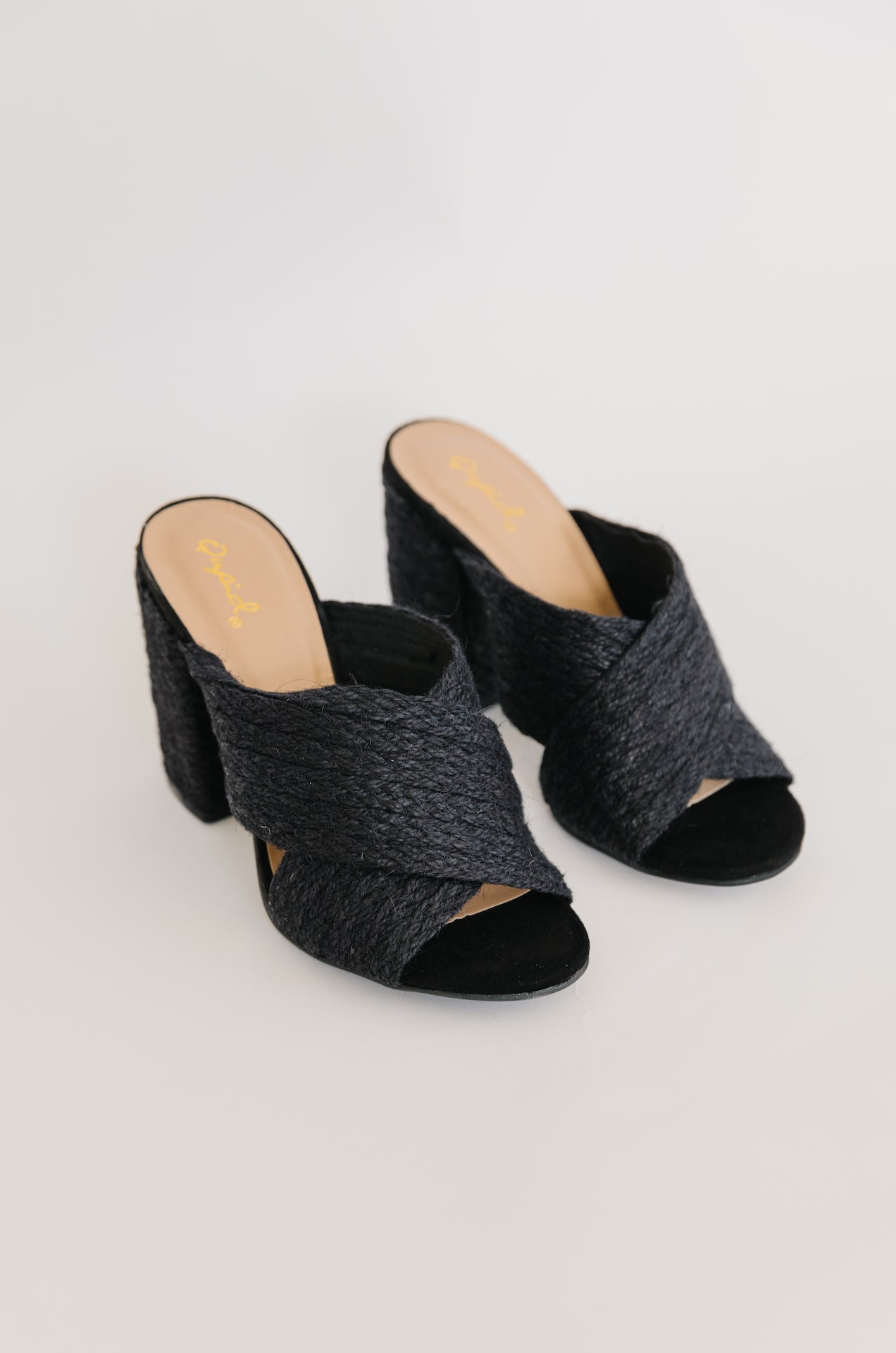 Black Raffia Heels