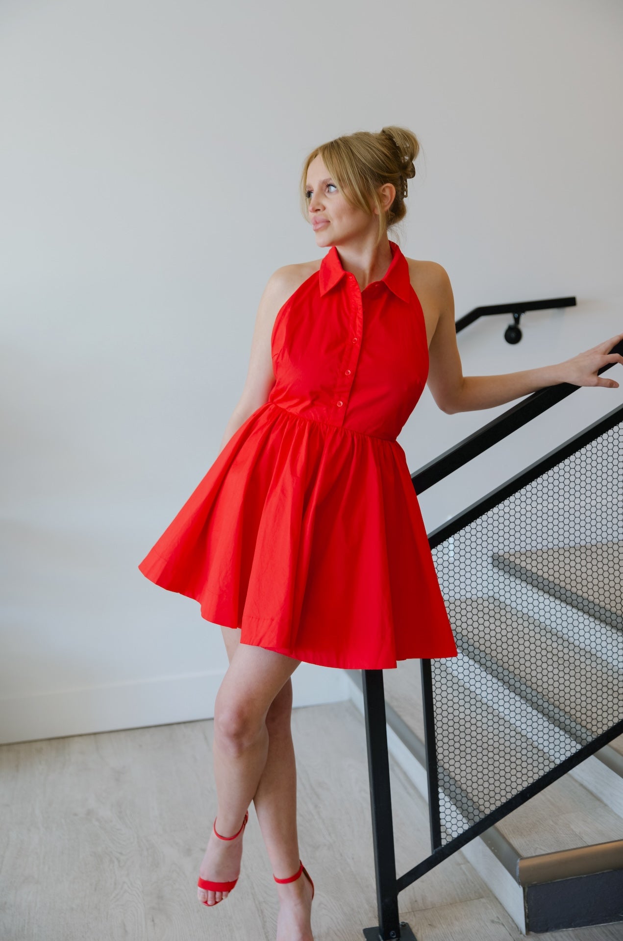 At The Function Halter Mini Dress Dark Red