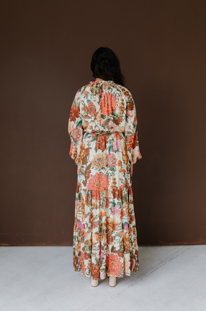 Floral Boho Maxi Dress - Flowy Tiered Long Sleeve