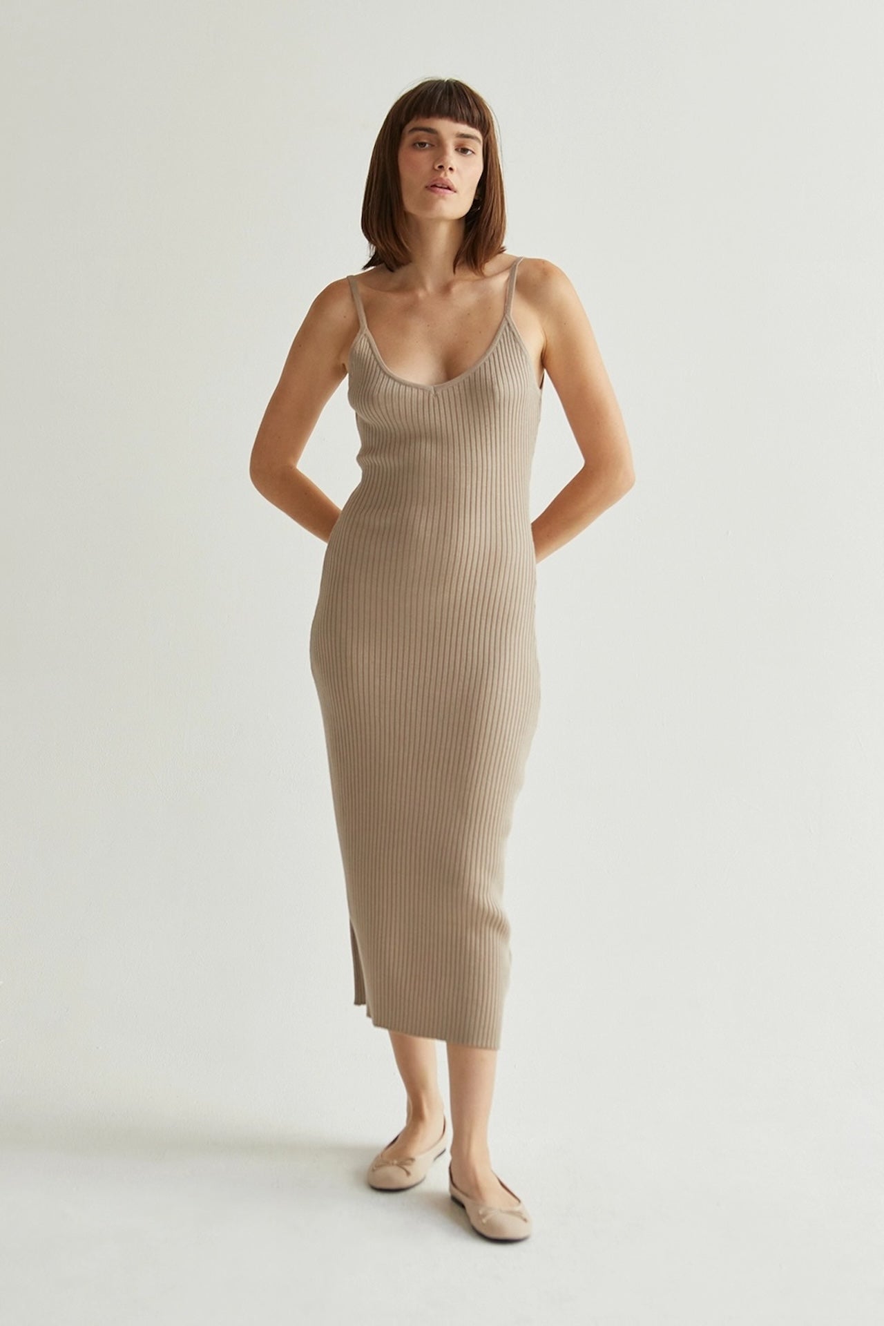 open lace back dress Shaperin Spaghetti Strap Ribbed Bodycon Maxi Dress
