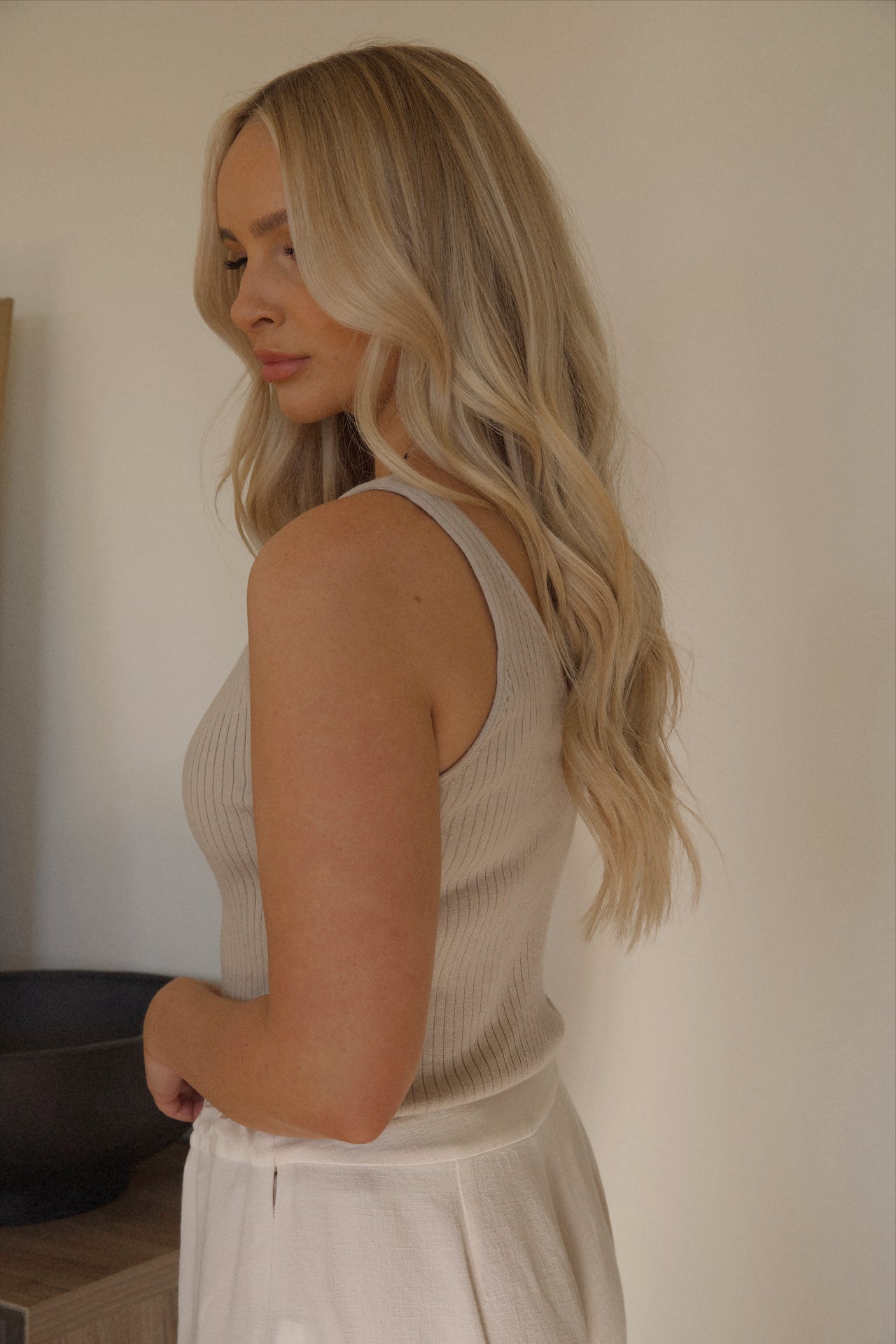 Beige Knit Tank Top