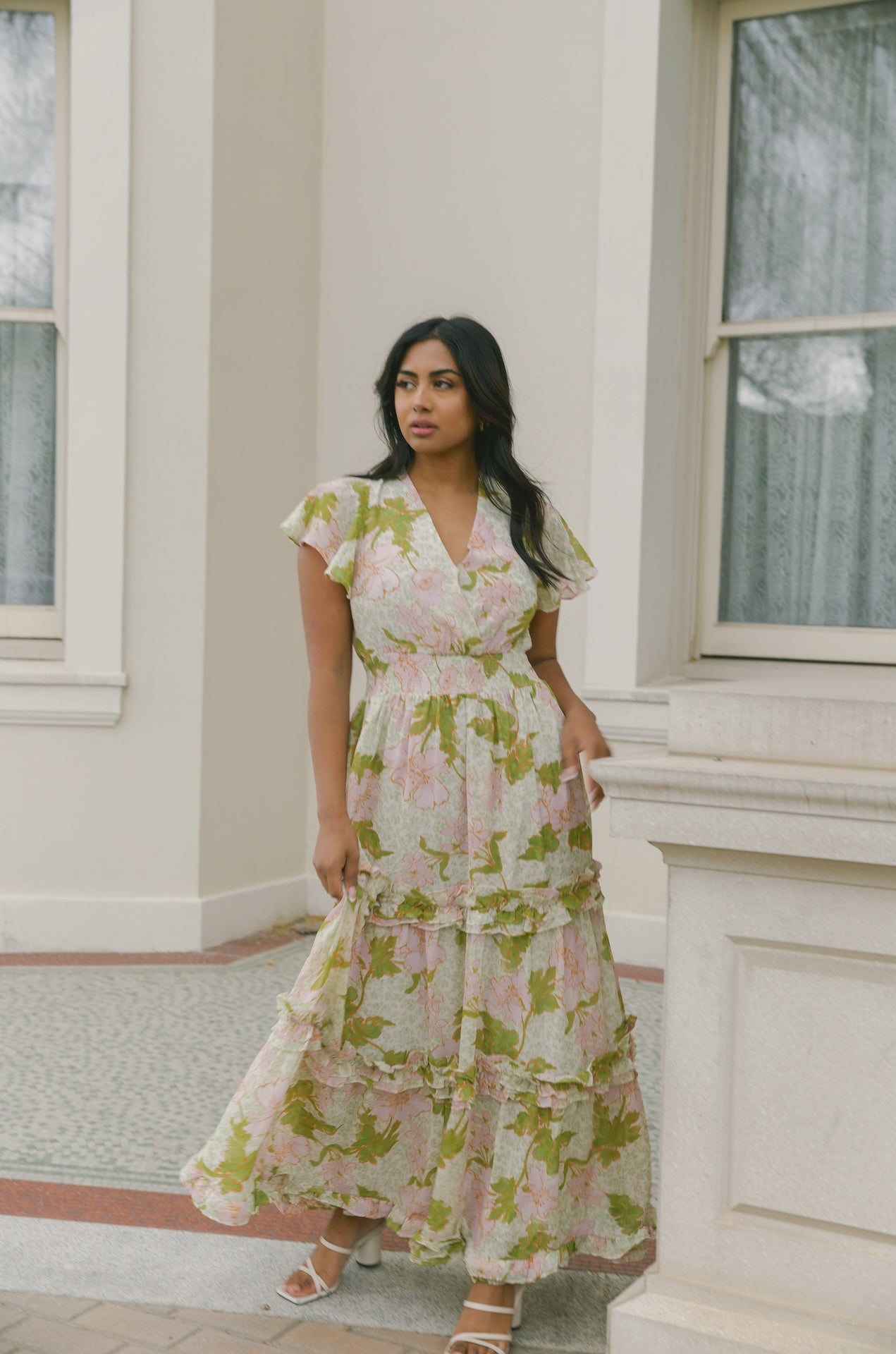 Farrah Green Floral Maxi Dress