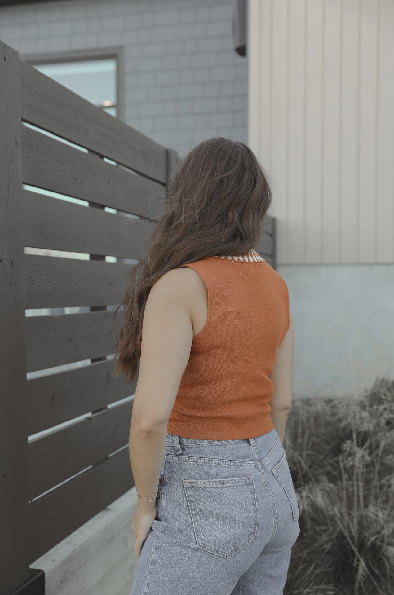 RUST EARTH ANGEL JACQUARD VEST TOP