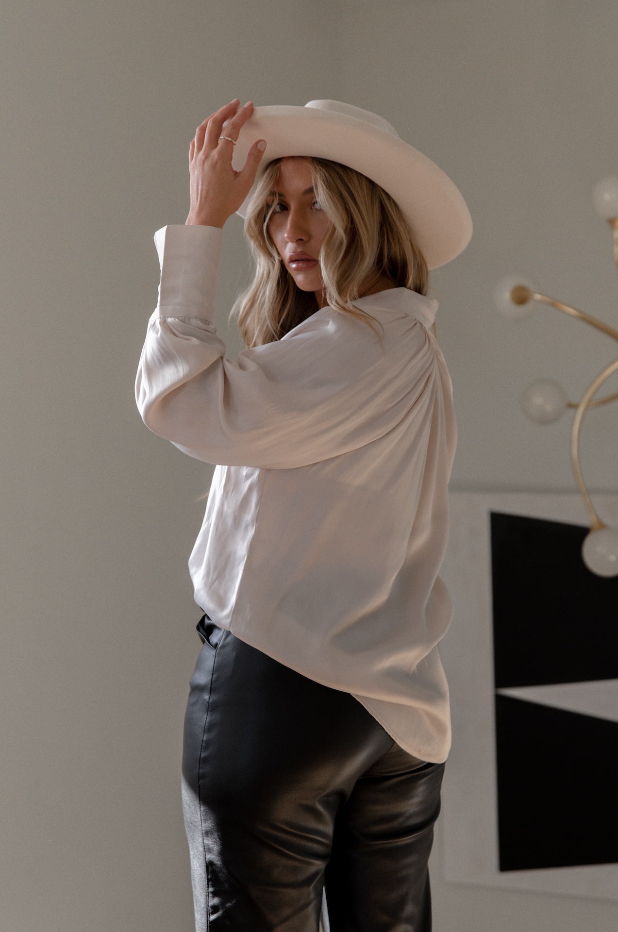Cream Satin Blouse