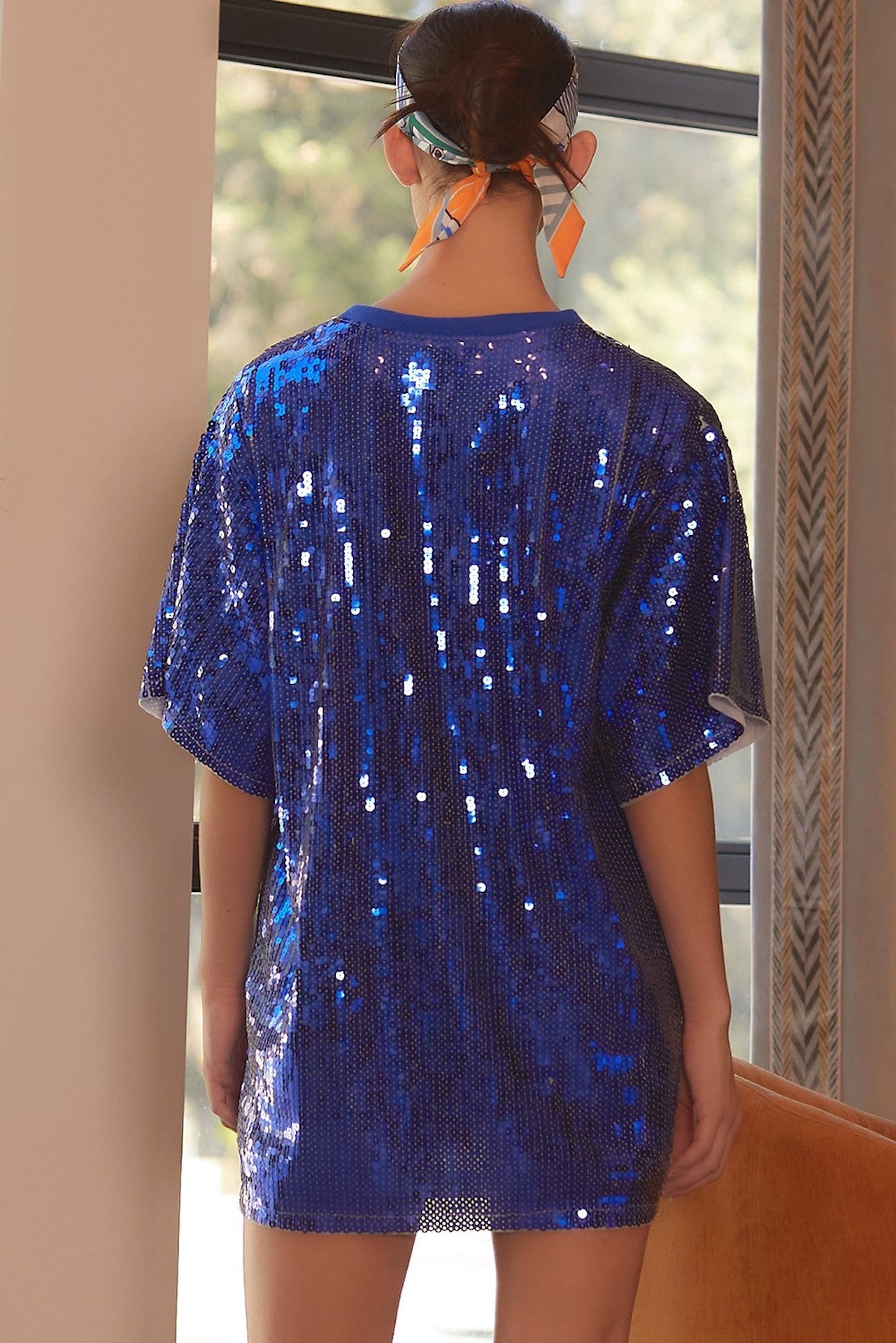 blue sequin game day dress tunic top