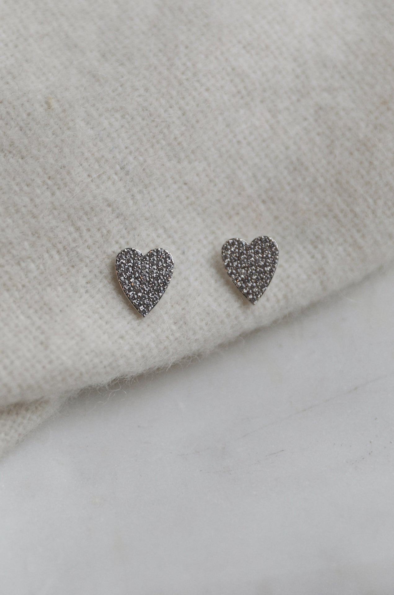 sterling silver cz heart diamond earrings