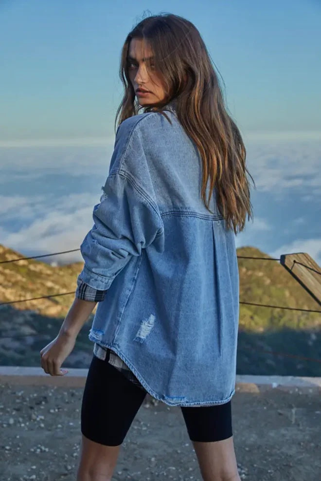 oversized distressed denim jacket