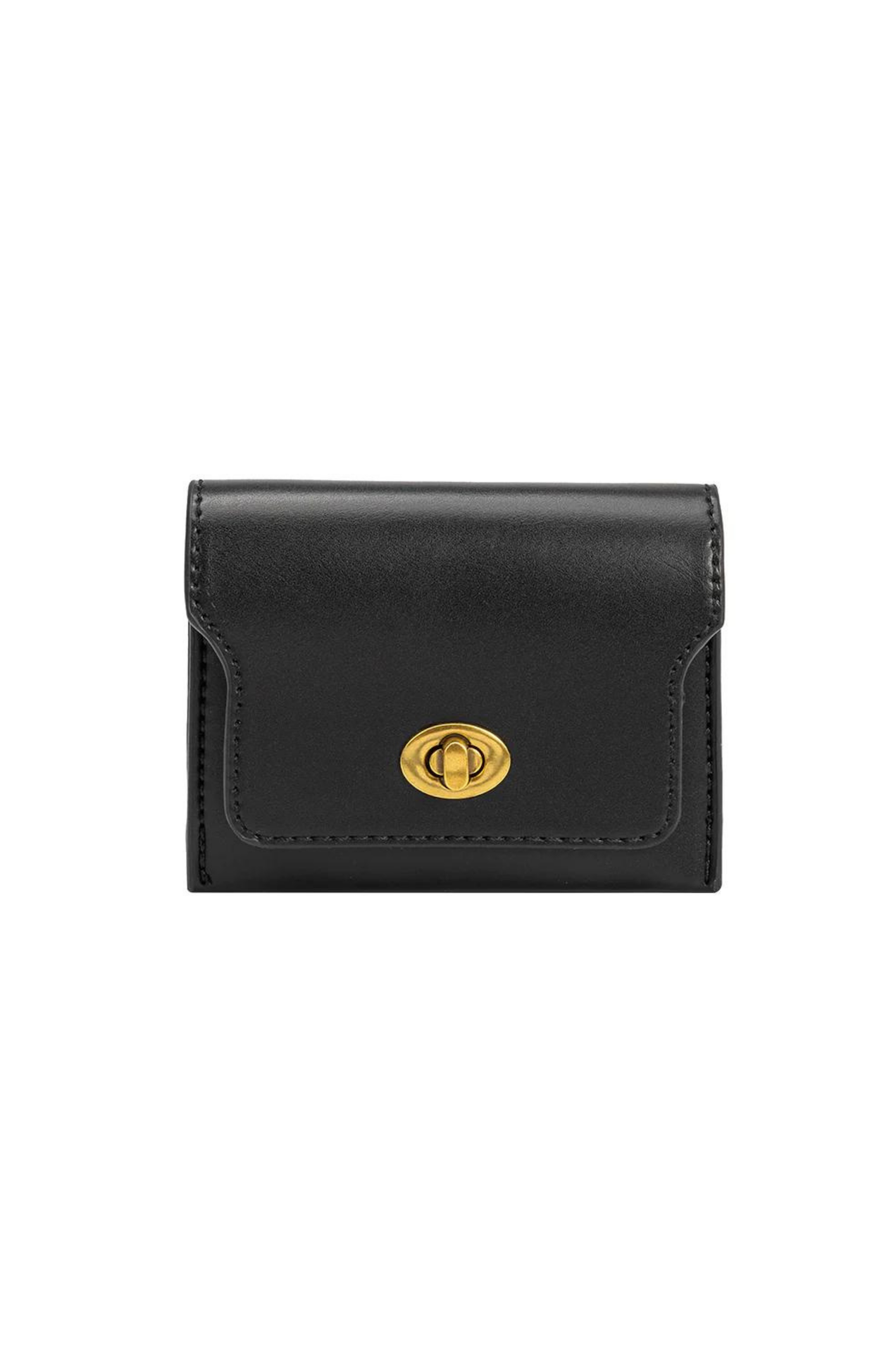 Gold lock Black Vegan Card Case Wallet