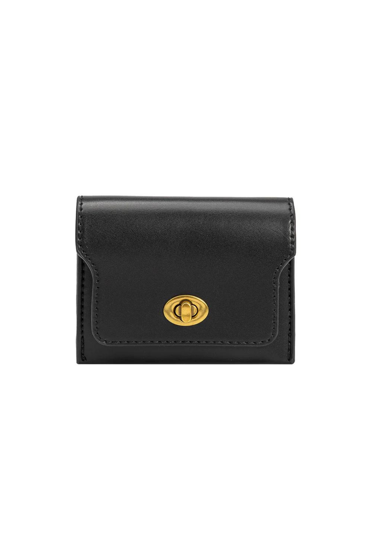 Gold lock  Black Vegan Card Case Wallet