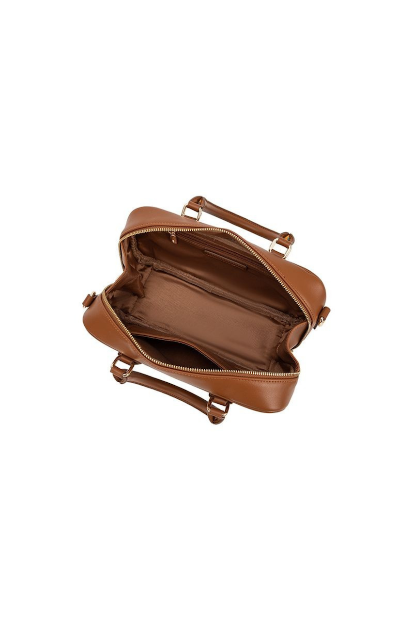 Melie Bianco Structured Brown Handbag - Boston Satchel