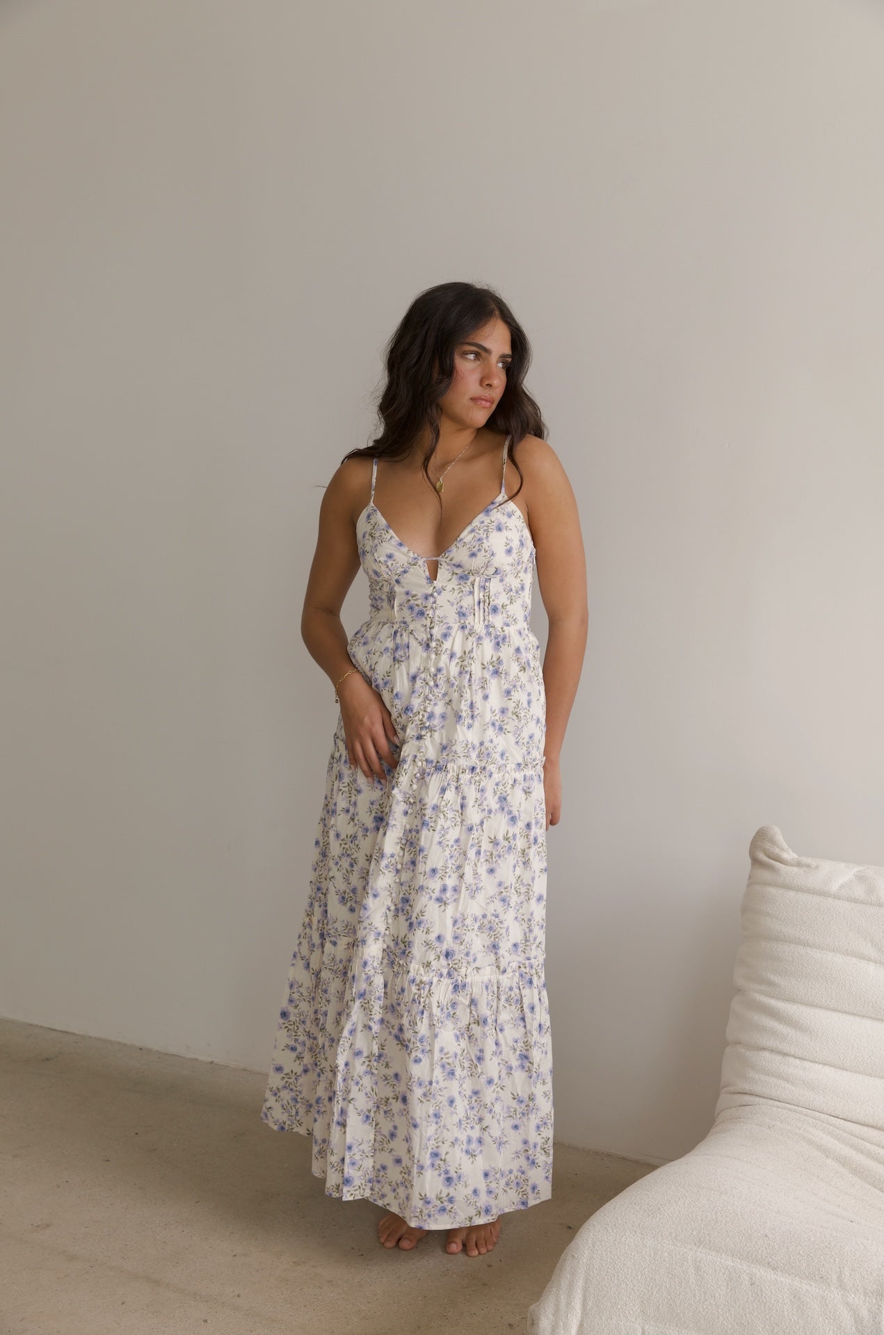 Floral Tiered Spaghetti Strap Maxi Dress