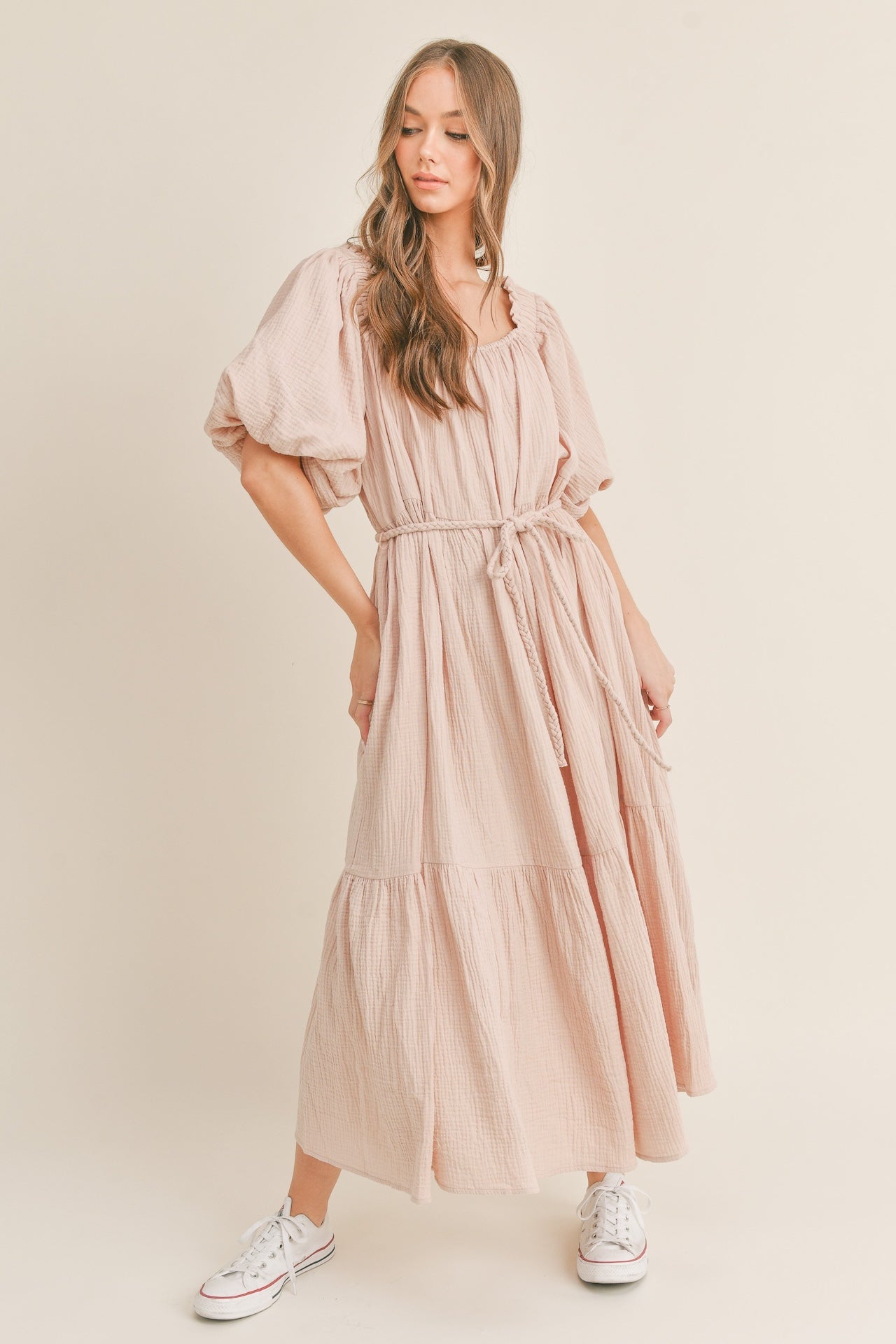 Mauve Cotton Gauze Dress