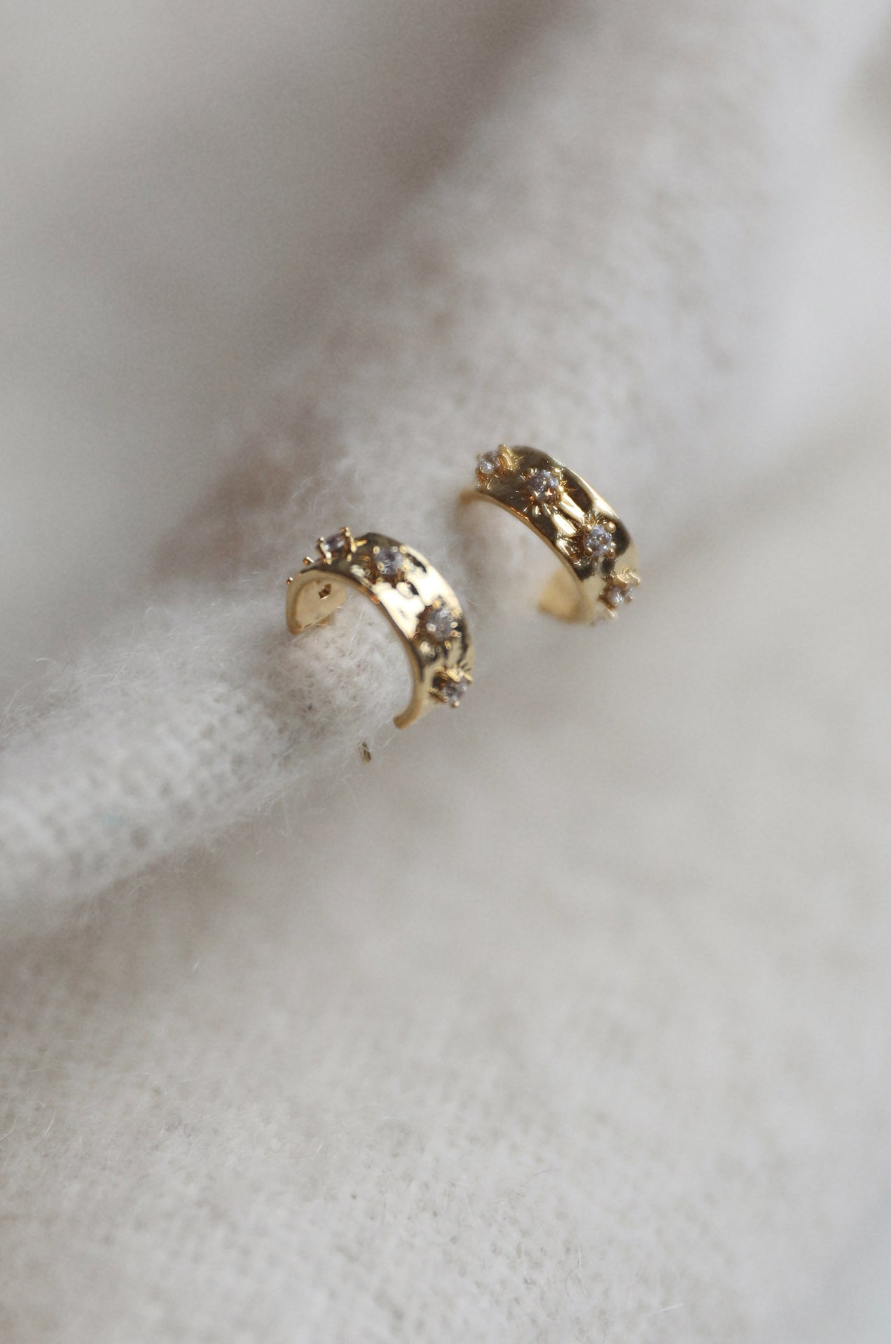 14k Gold Studded Hoop Earrings