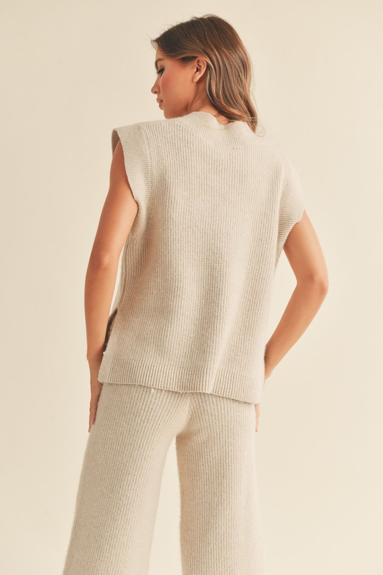 Beige Knit Sweater Vest