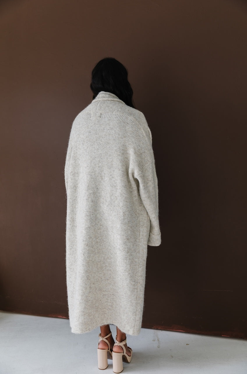 Beige Oversized Maxi Cardigan
