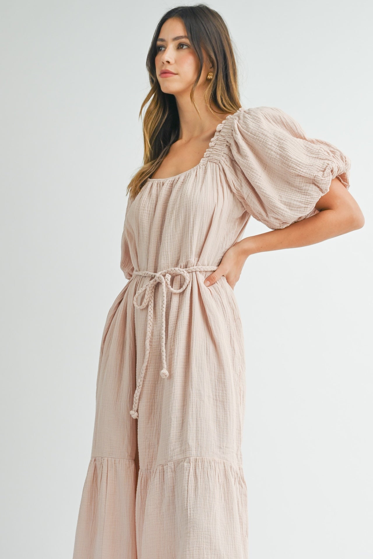 Mauve Cotton Gauze Dress