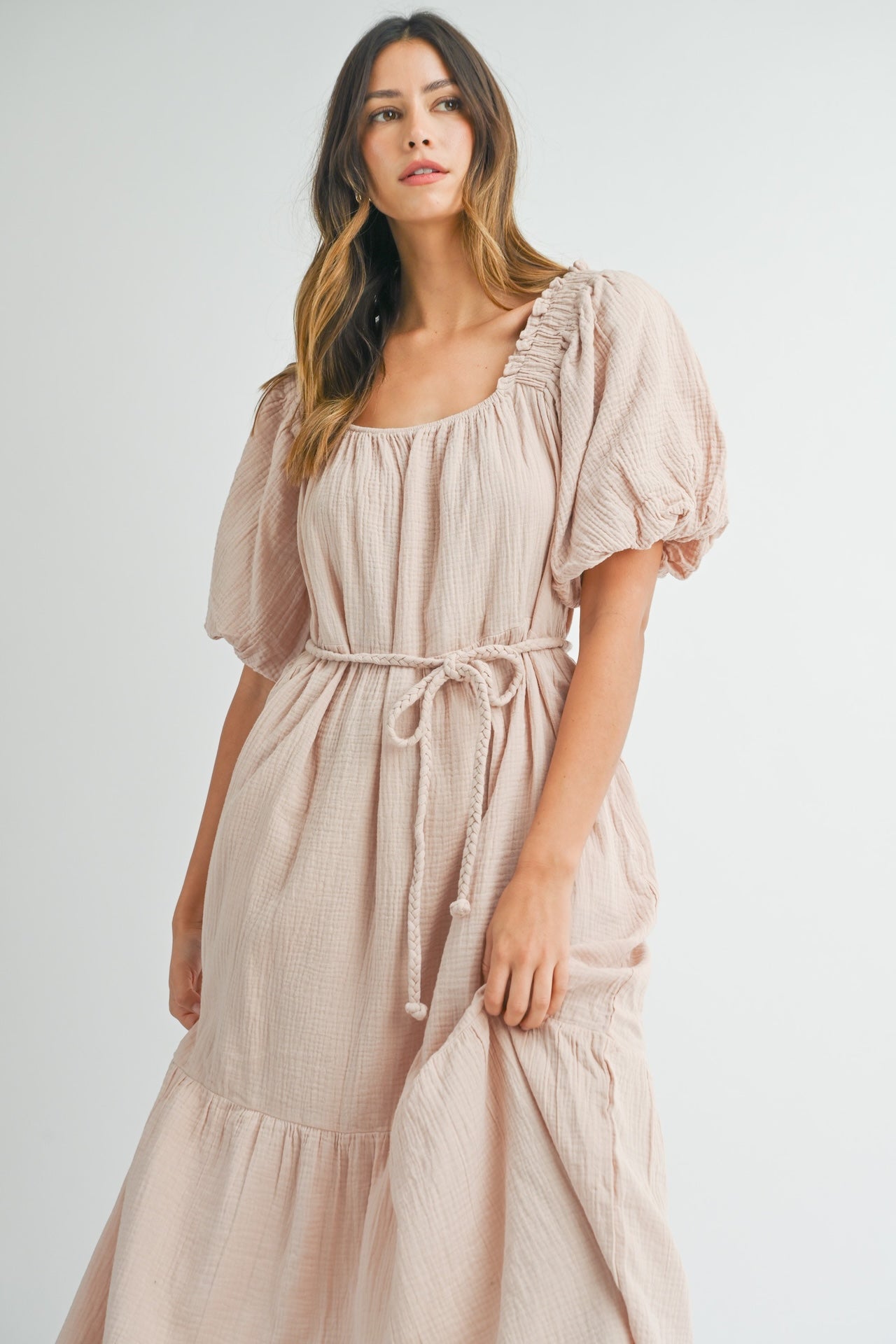 Mauve Cotton Gauze Dress