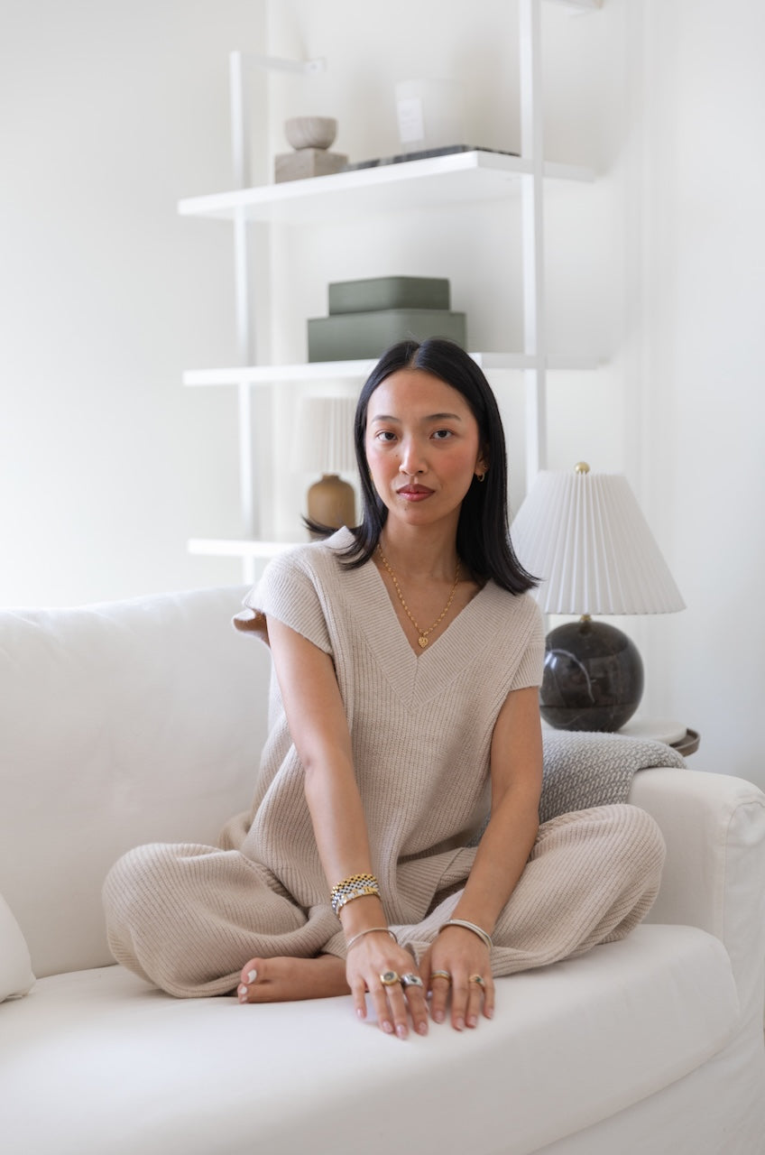 Beige Knit Sweater Vest
