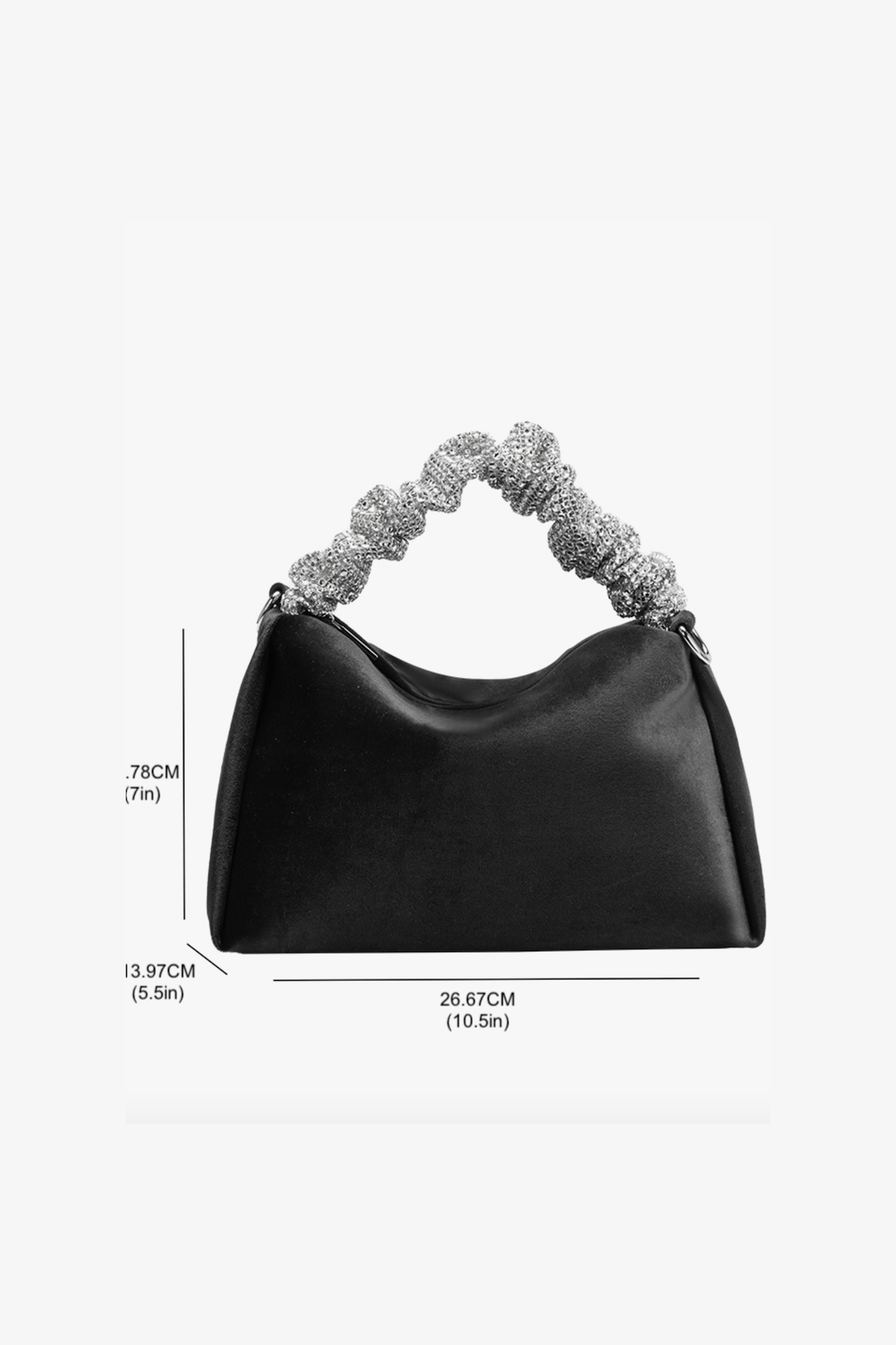 Estela Black Velvet Top Handle Bag - Melie Bianco