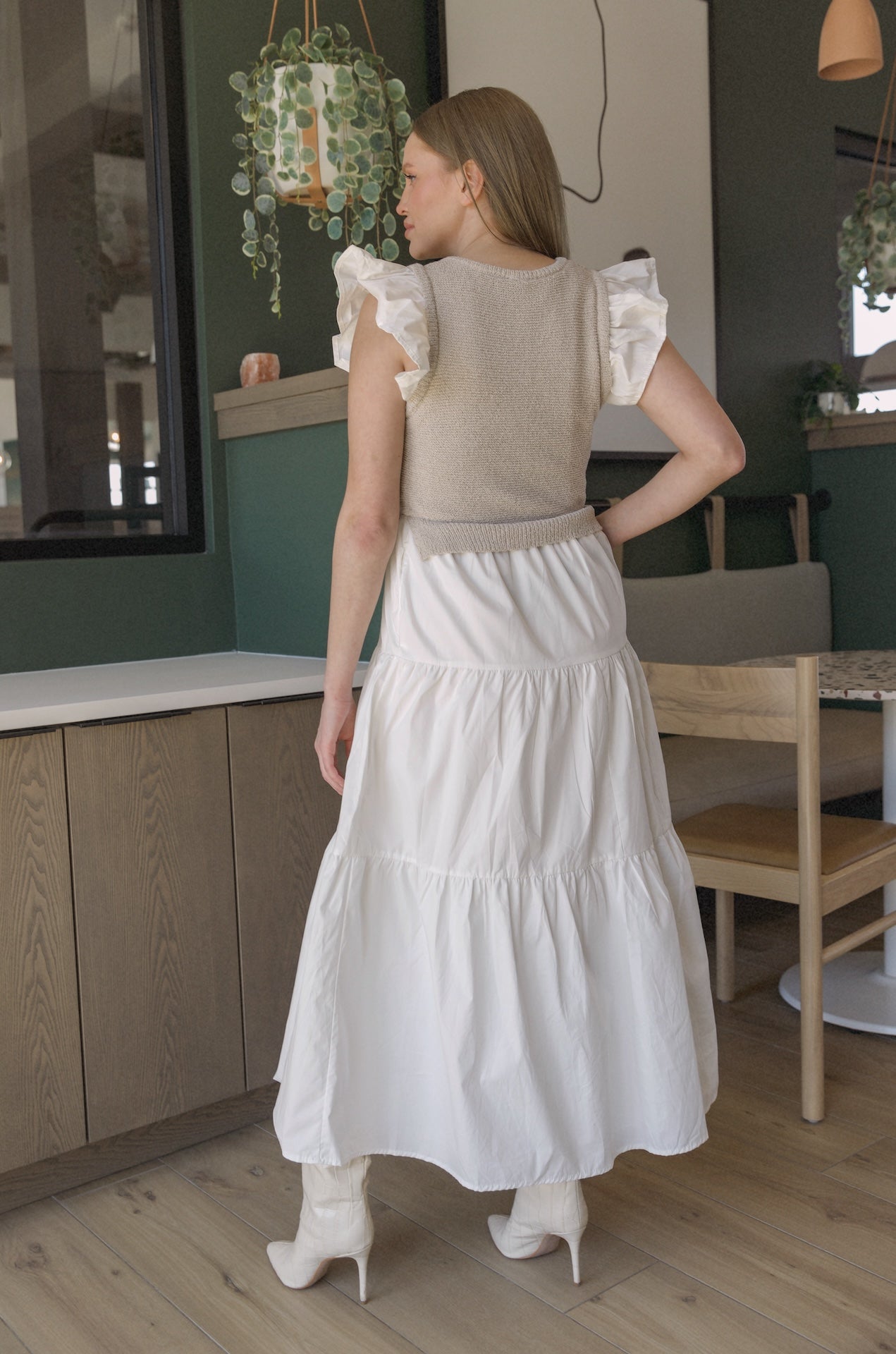 Alondra White Flutter Sleeve Dress
