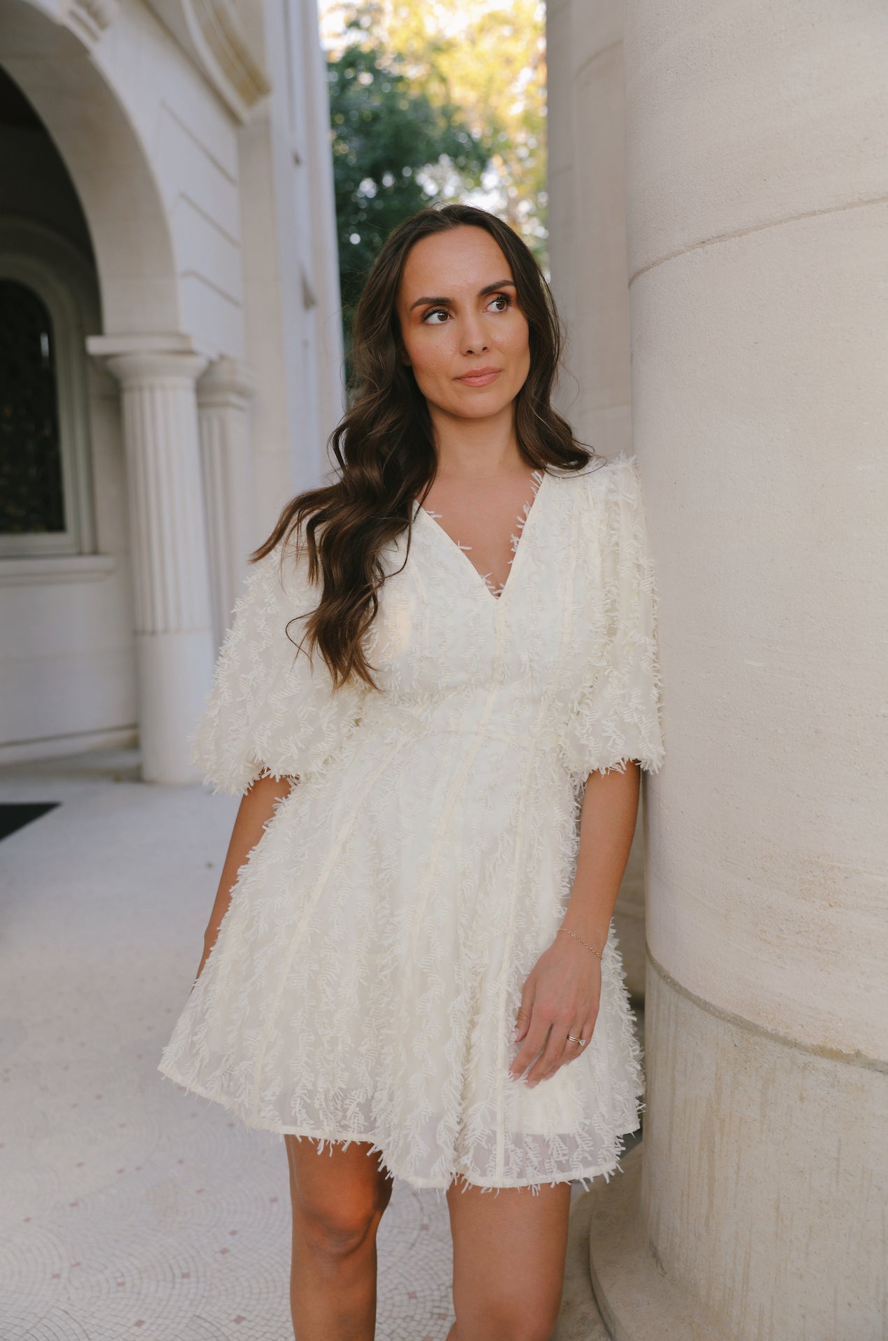 cream puff sleeve mini dress