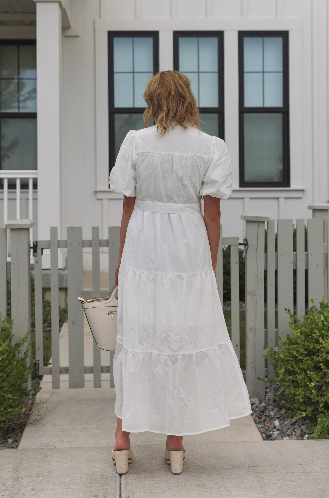White Cotton Button Down Dress