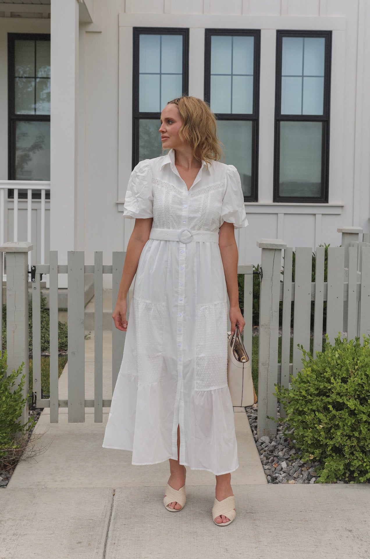 White Cotton Button Down Dress