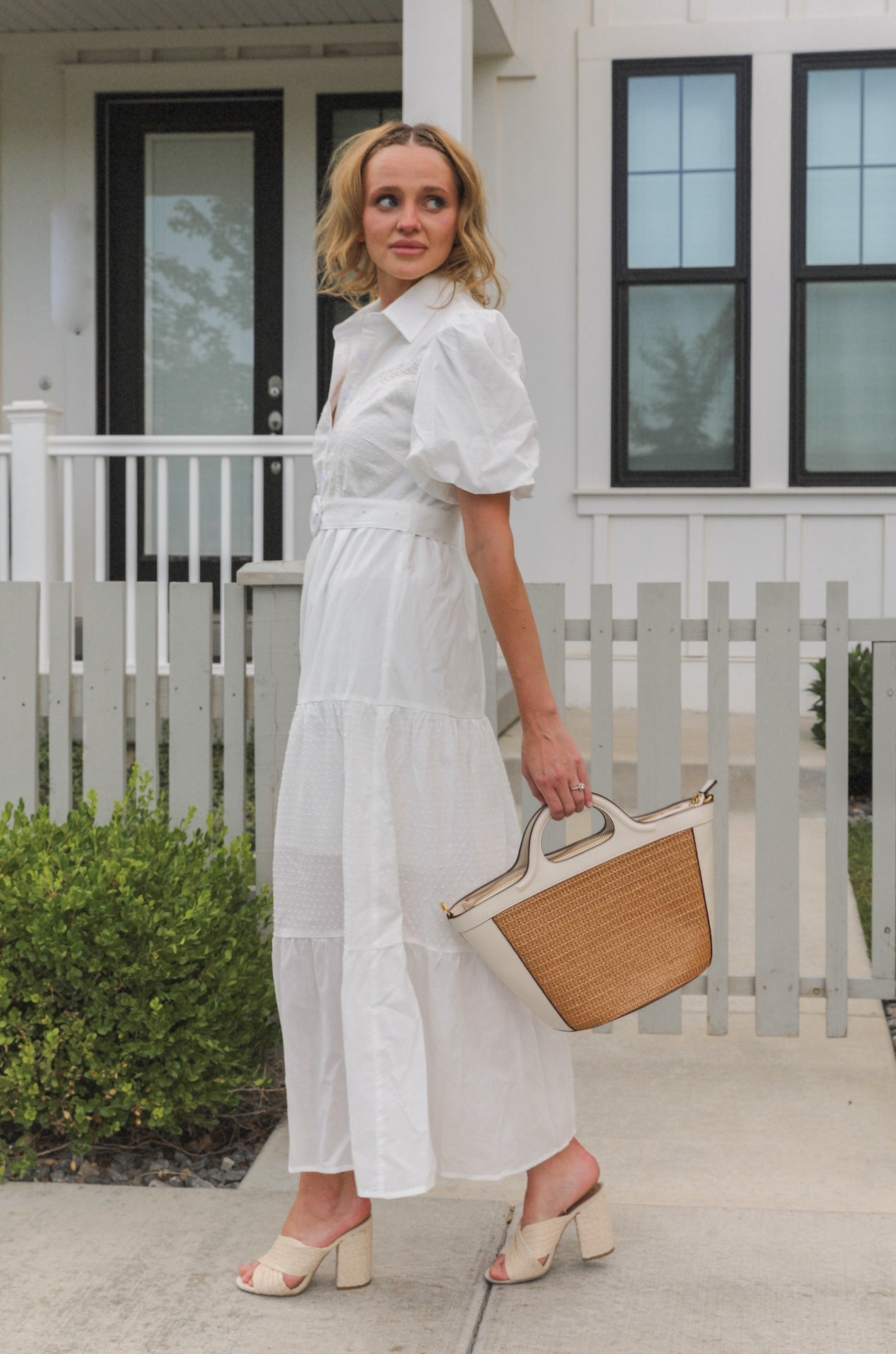 White Cotton Button Down Dress