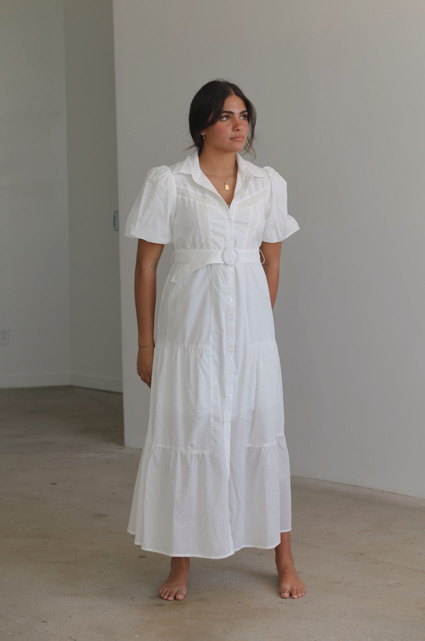White Cotton Button Down Dress
