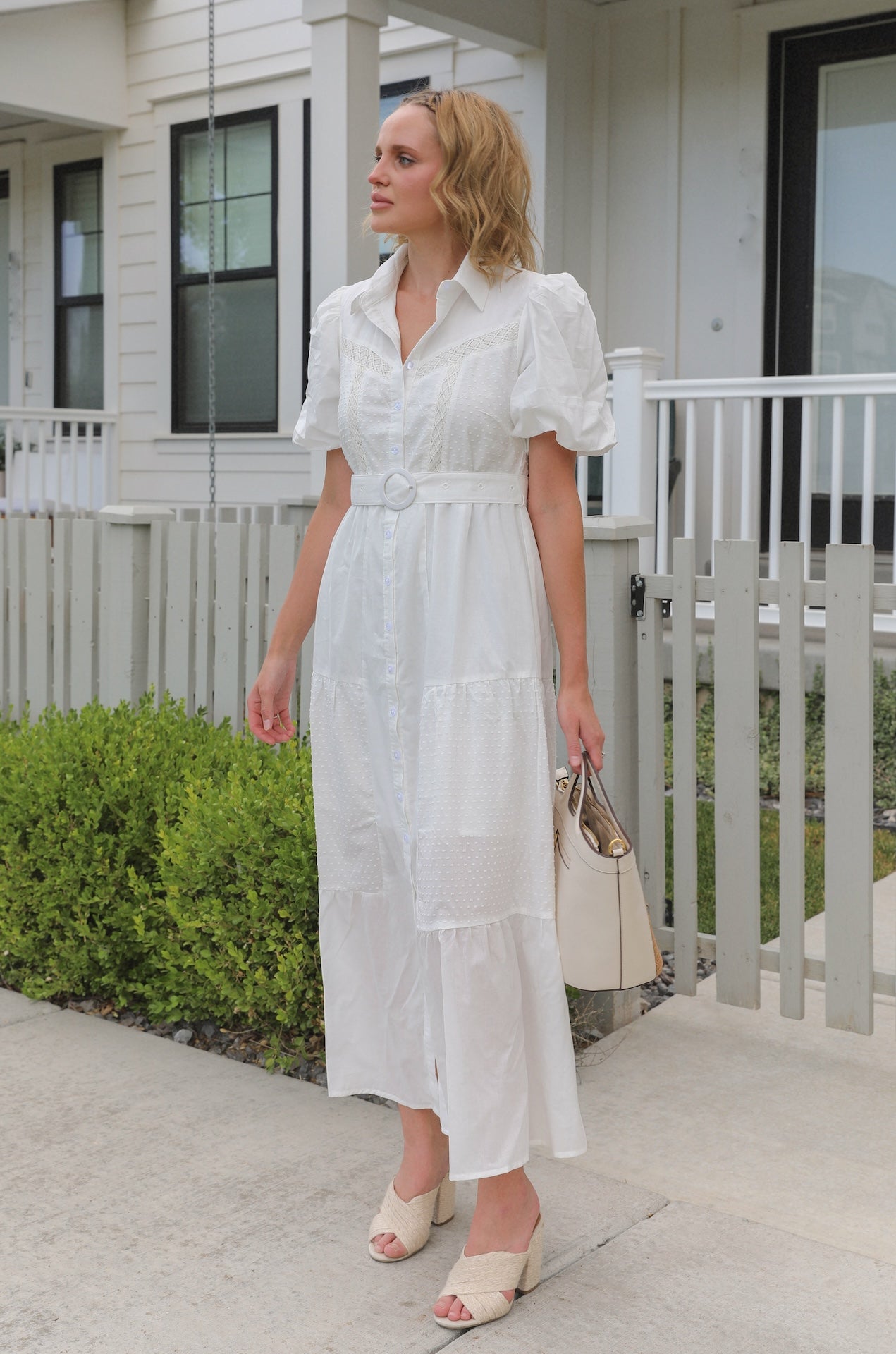 White Cotton Button Down Dress