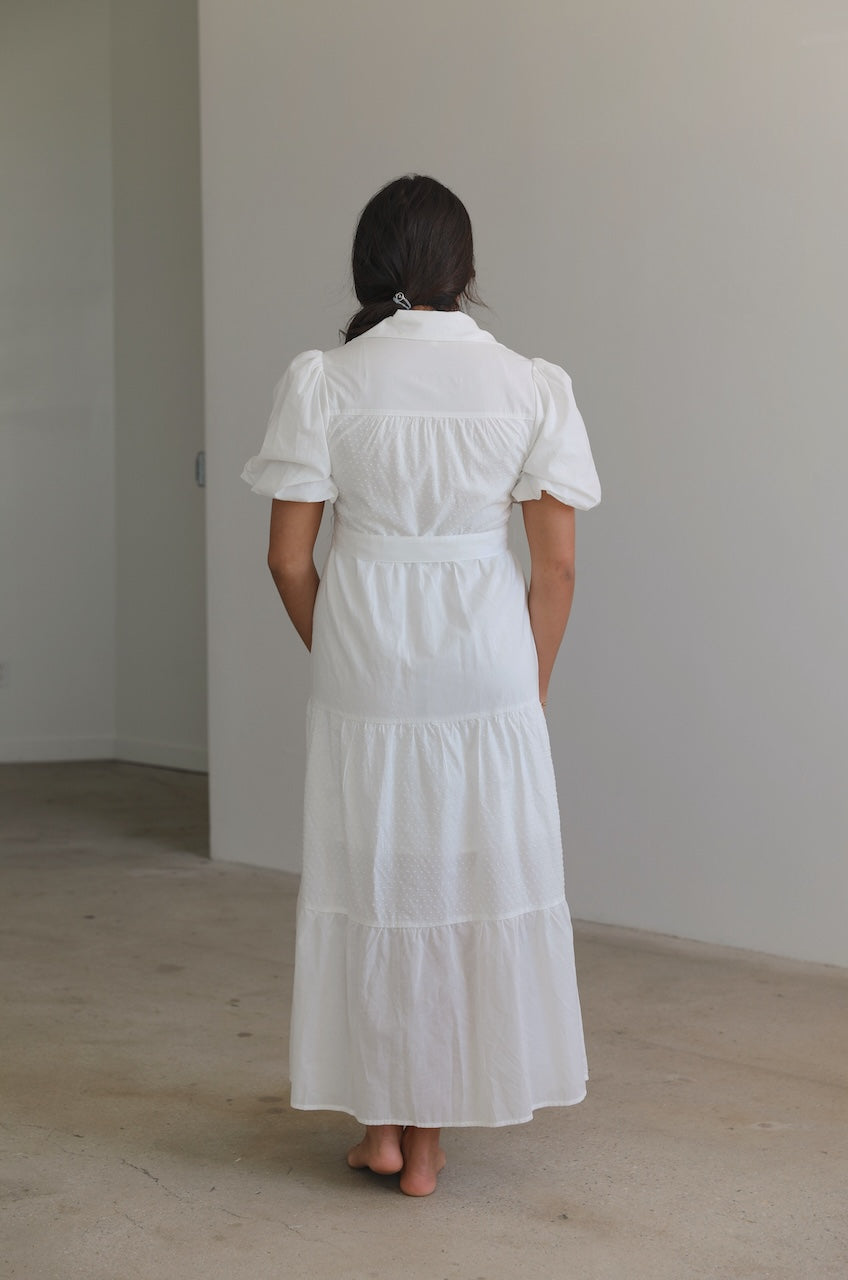 White Cotton Button Down Dress