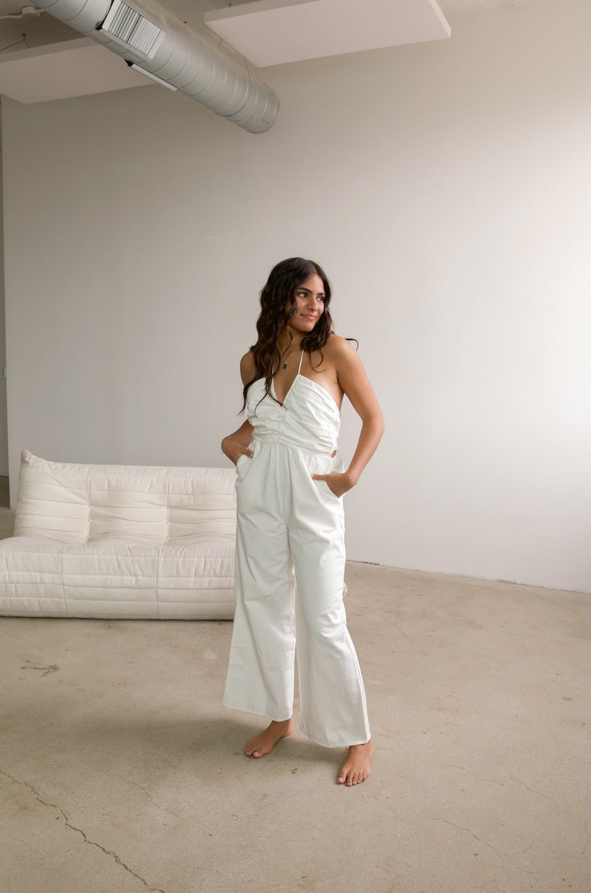 White Denim Jumpsuit
