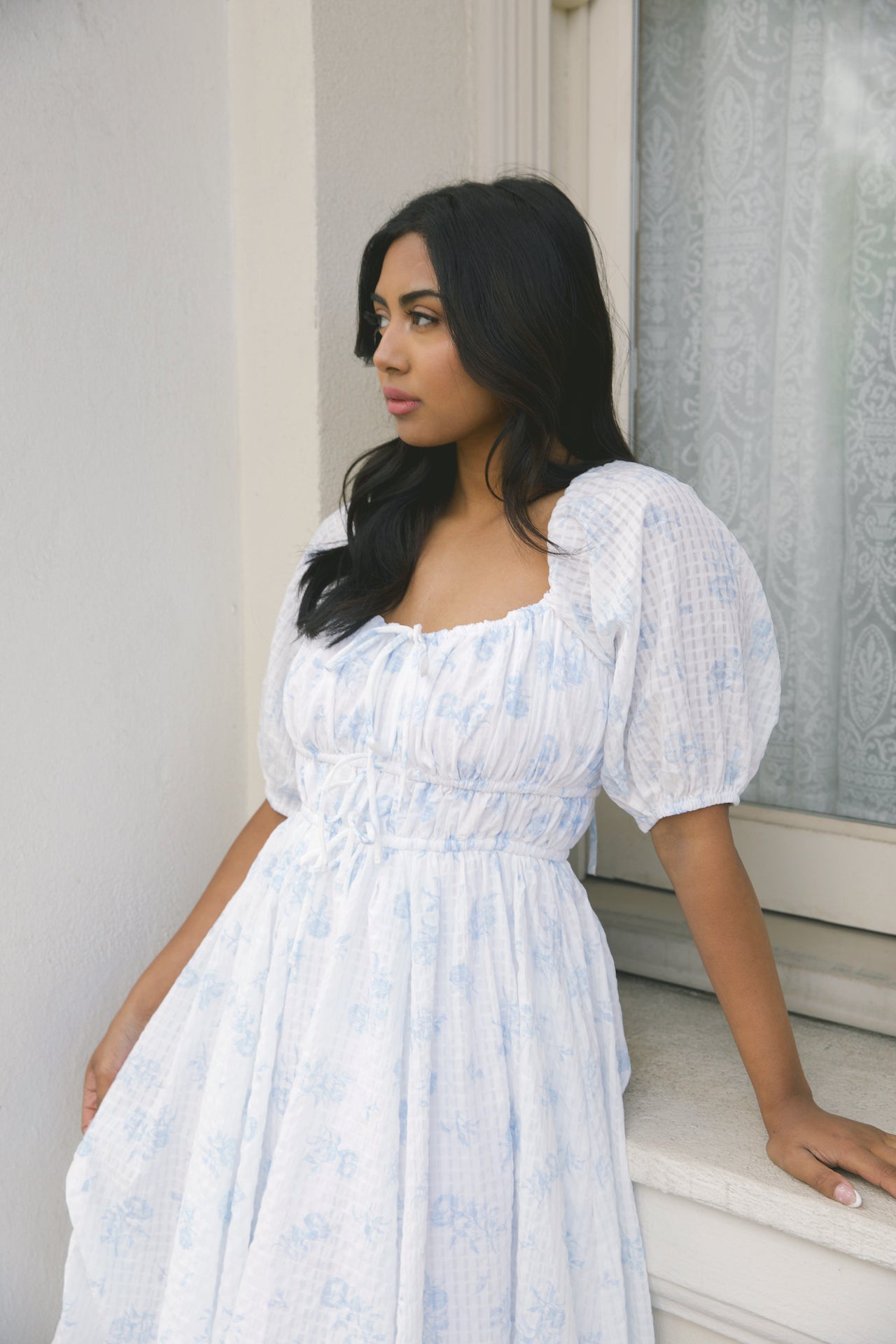 Antonia Blue Floral Midi Dress