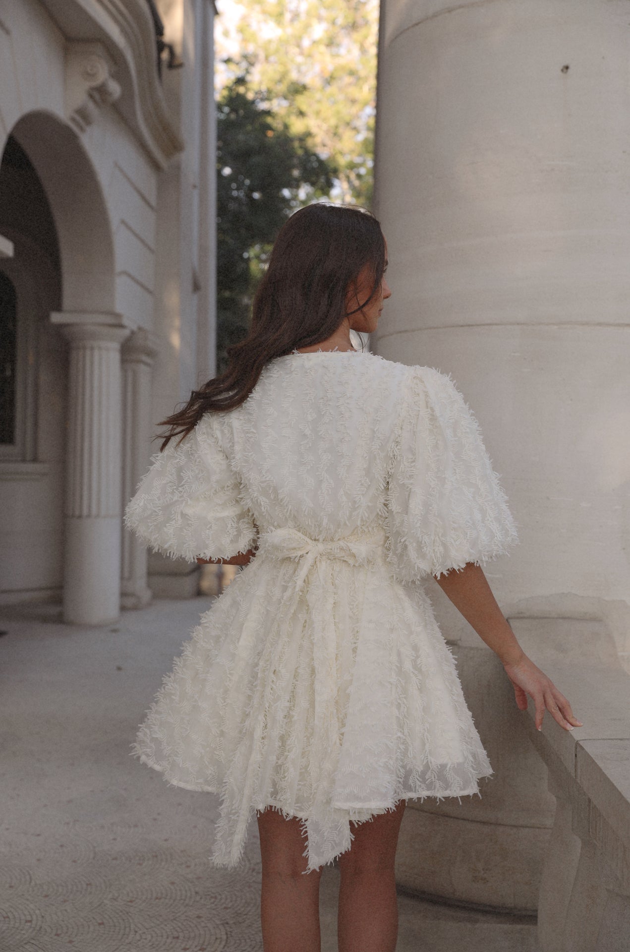 cream puff sleeve mini dress