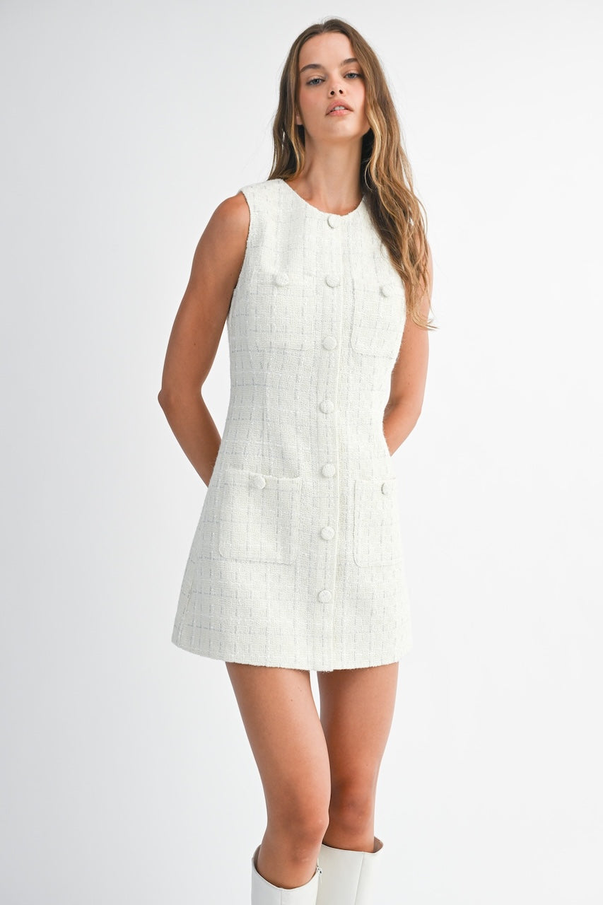 Tweed White Dress