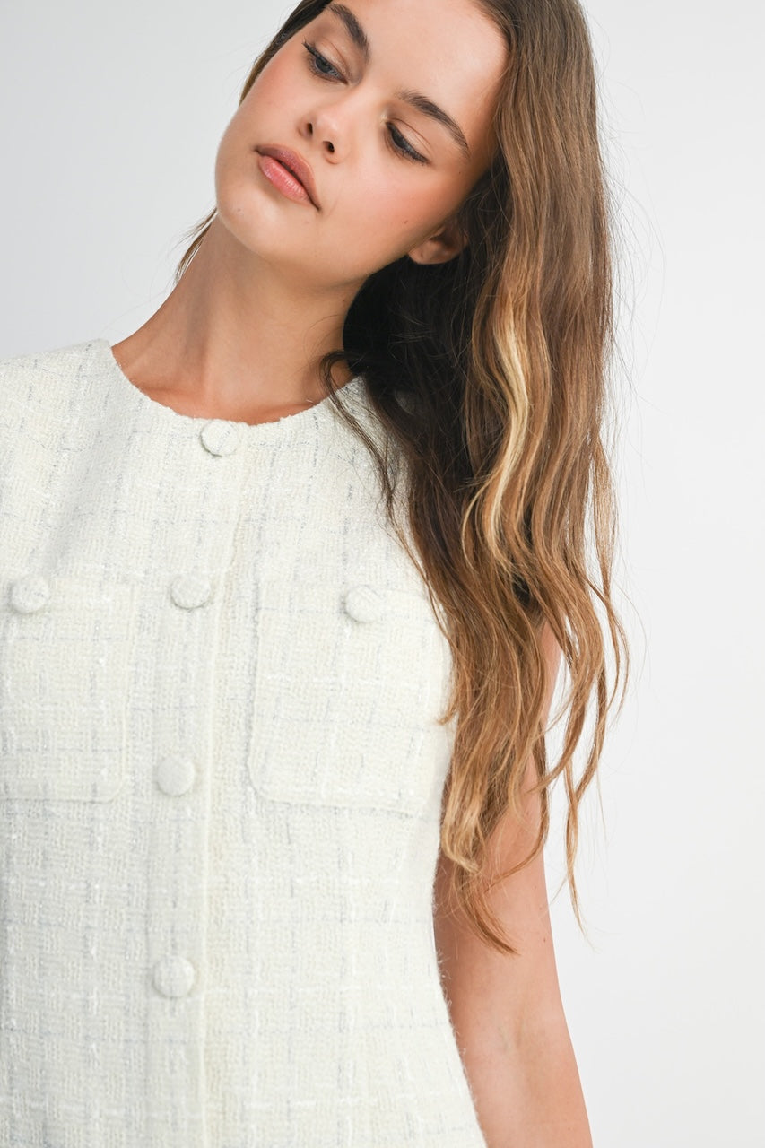 Tweed White Dress
