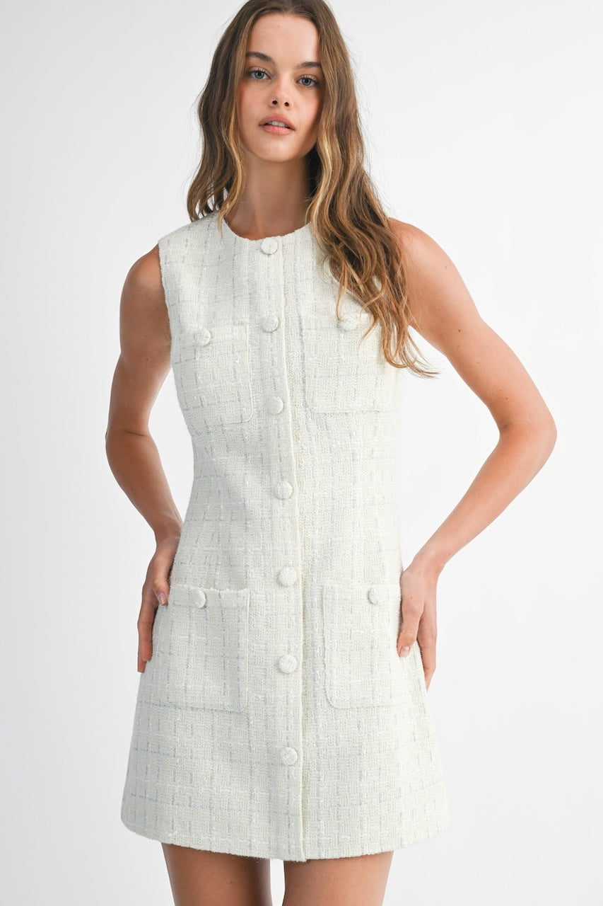 Tweed White Dress