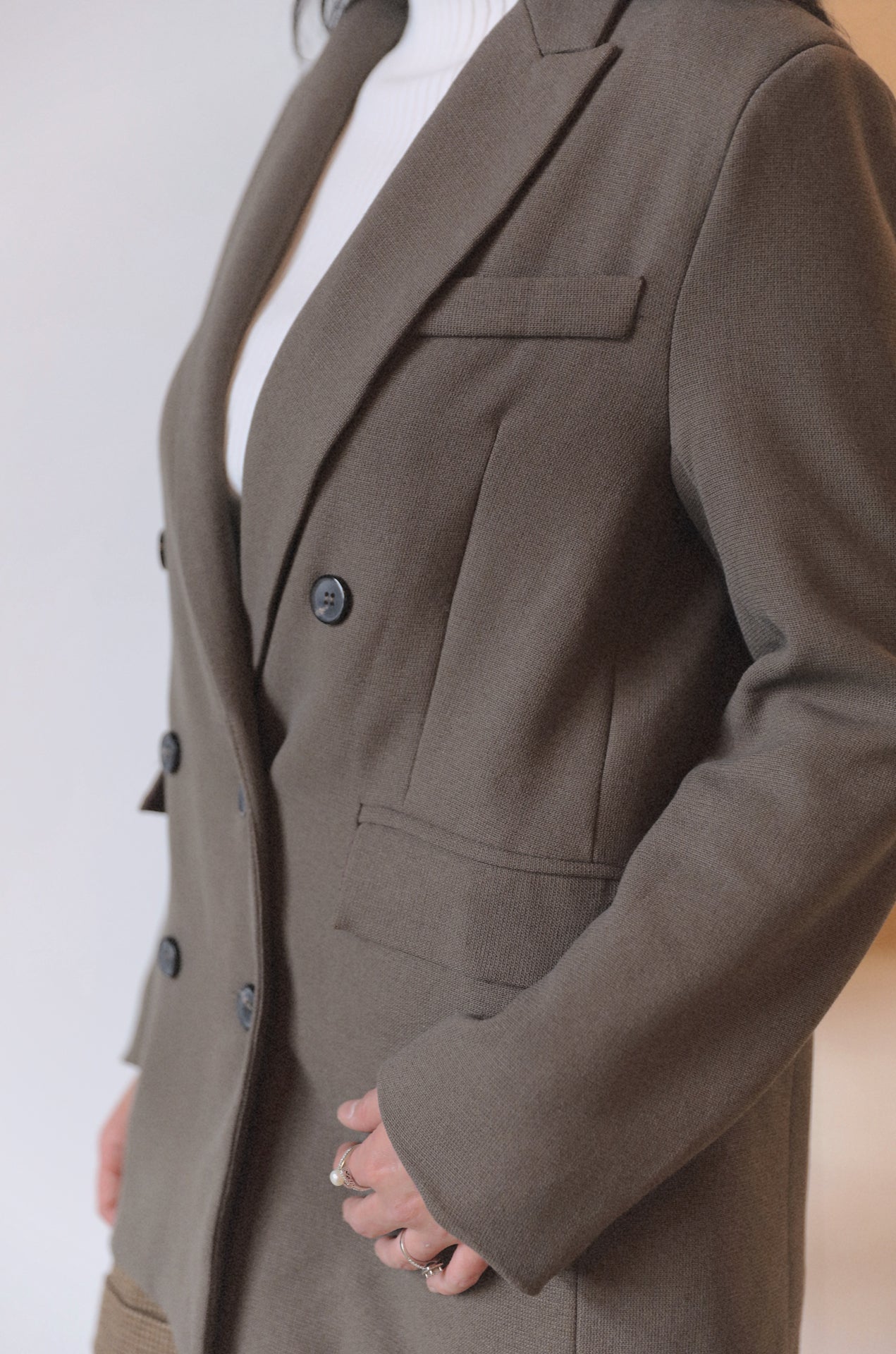 brown double breasted oversized blazer