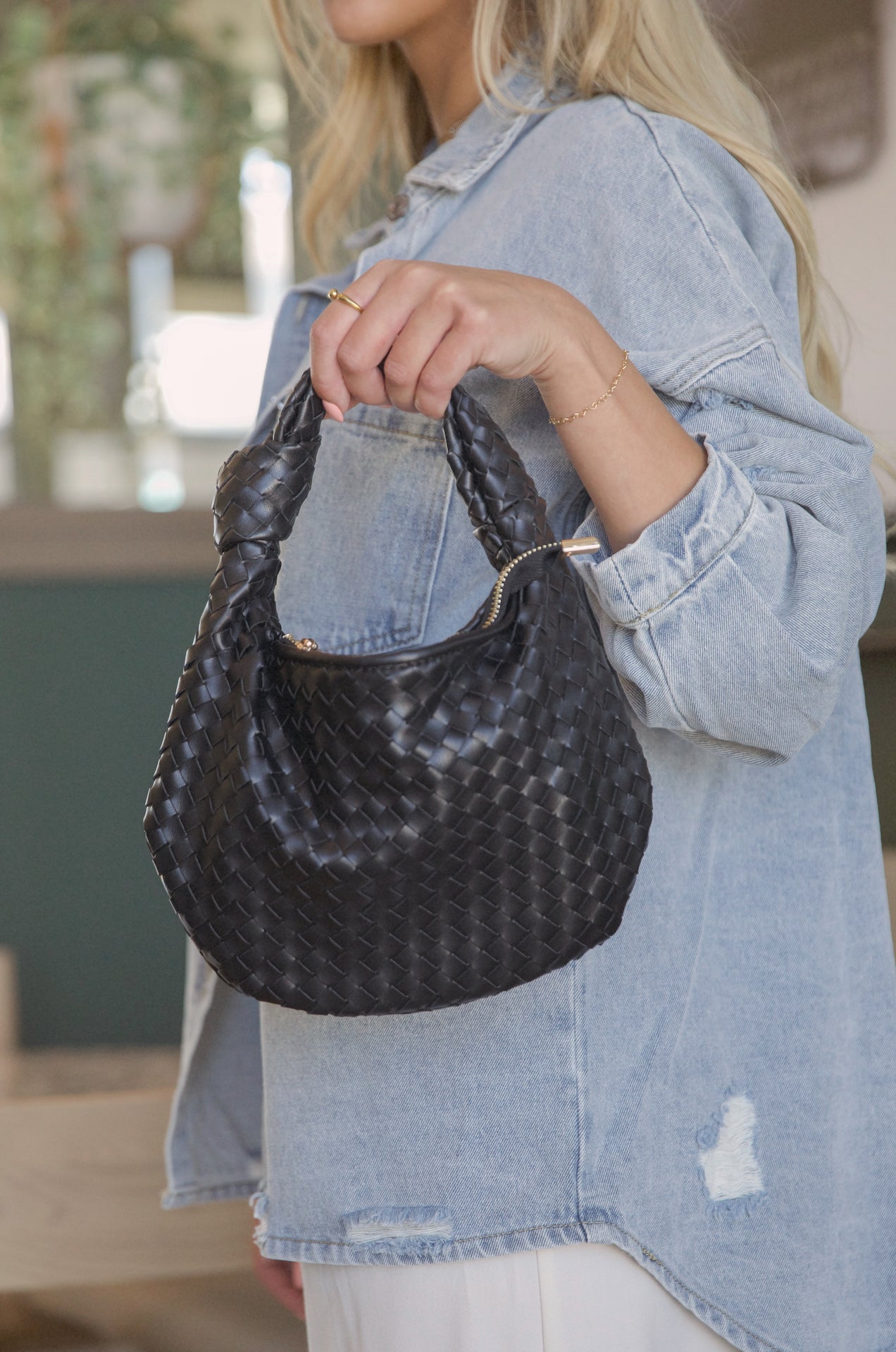 Melie Bianco Drew Braided Leather Bag