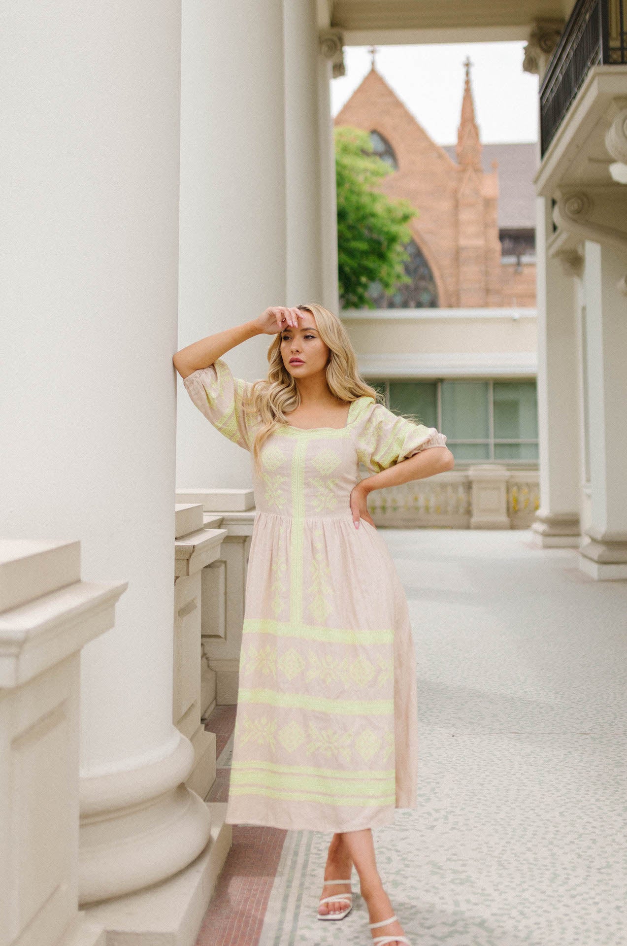 neon yellow midi dress